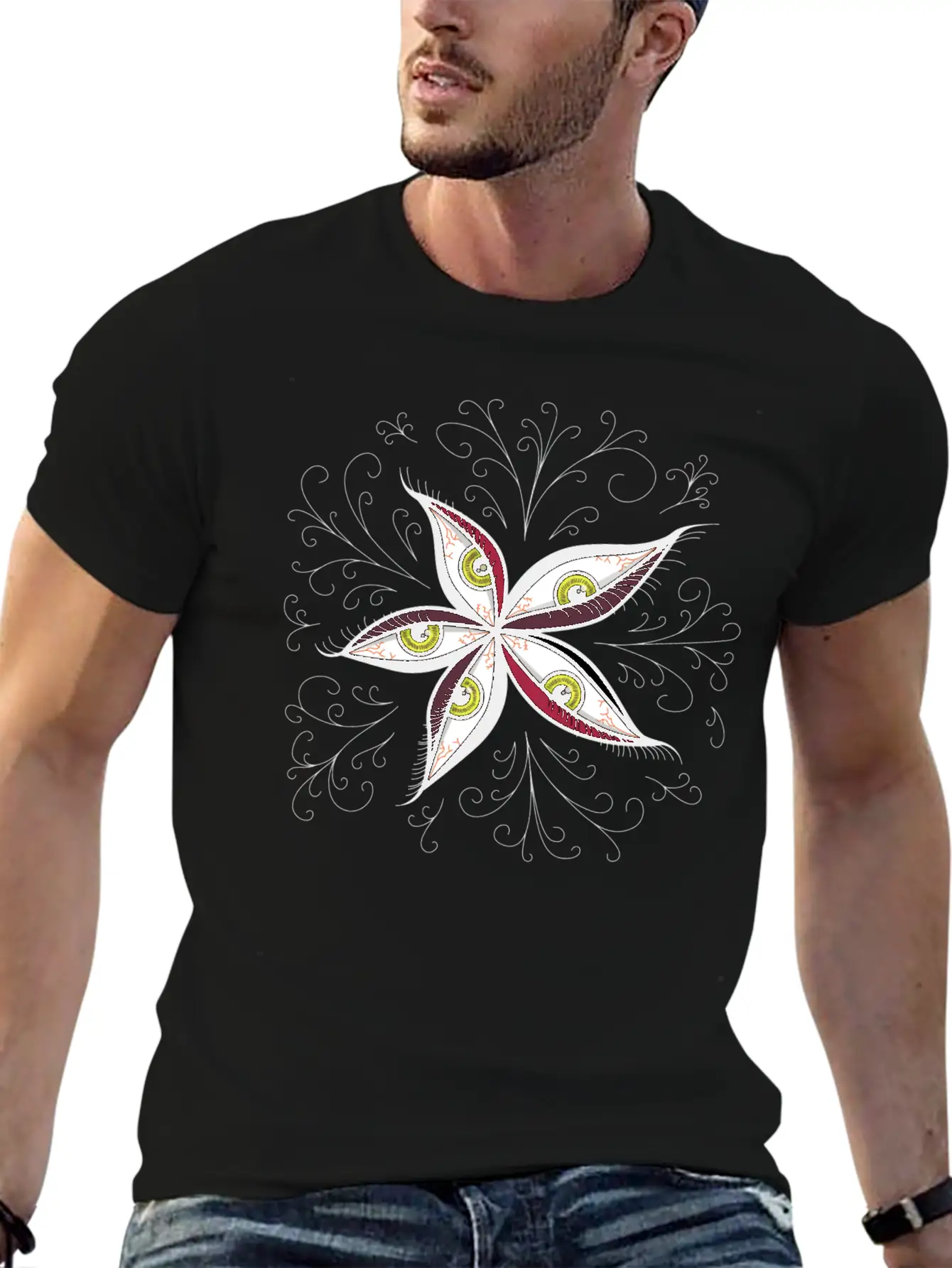 Tired Green Eyes Flower Stylish Everyday T-Shirt – Unisex Basic Cotton Tee