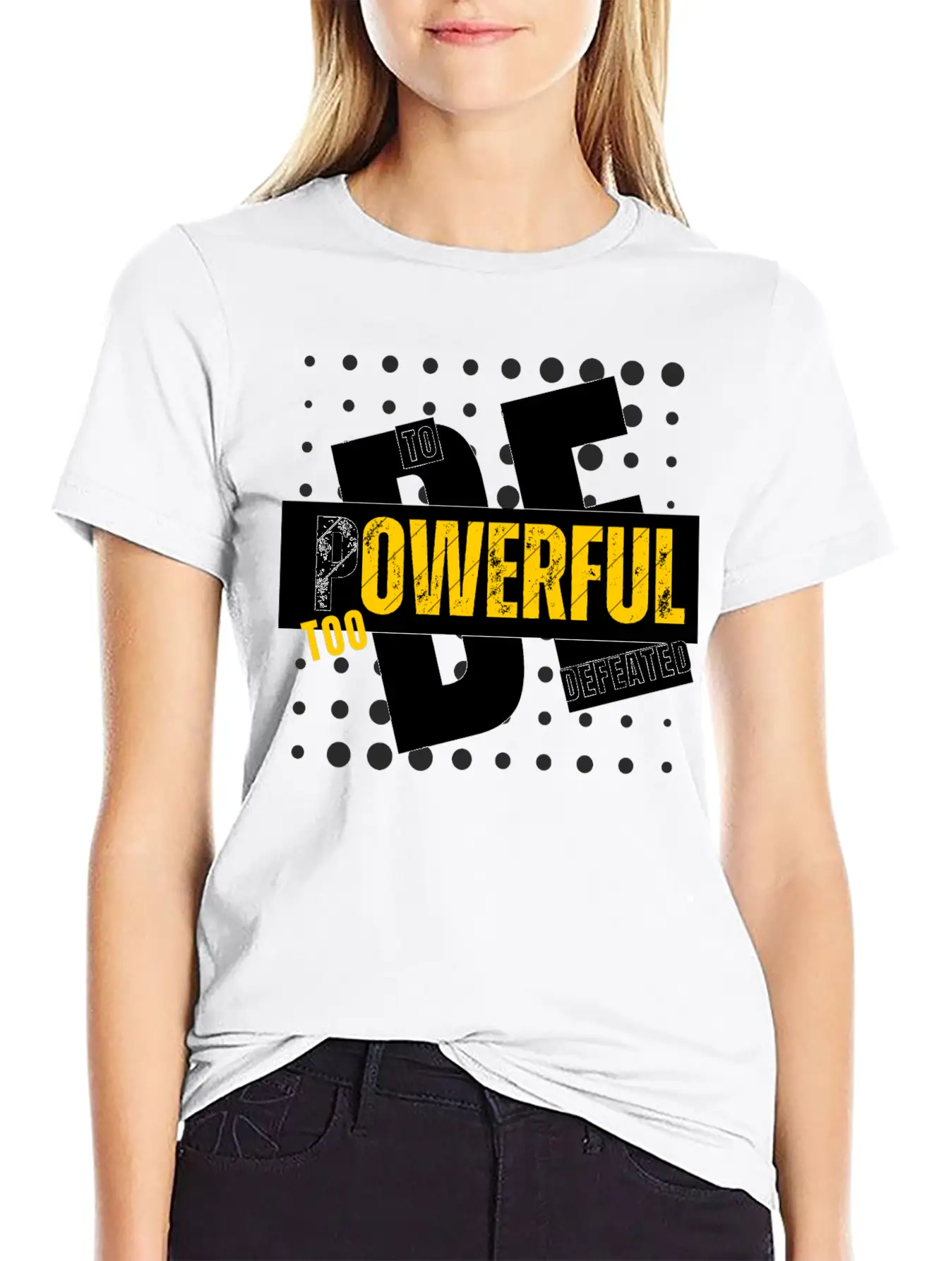 Too Powerful To Be Defeated Basic Graphic T-Shirt – Daily Comfort In Soft Cotton