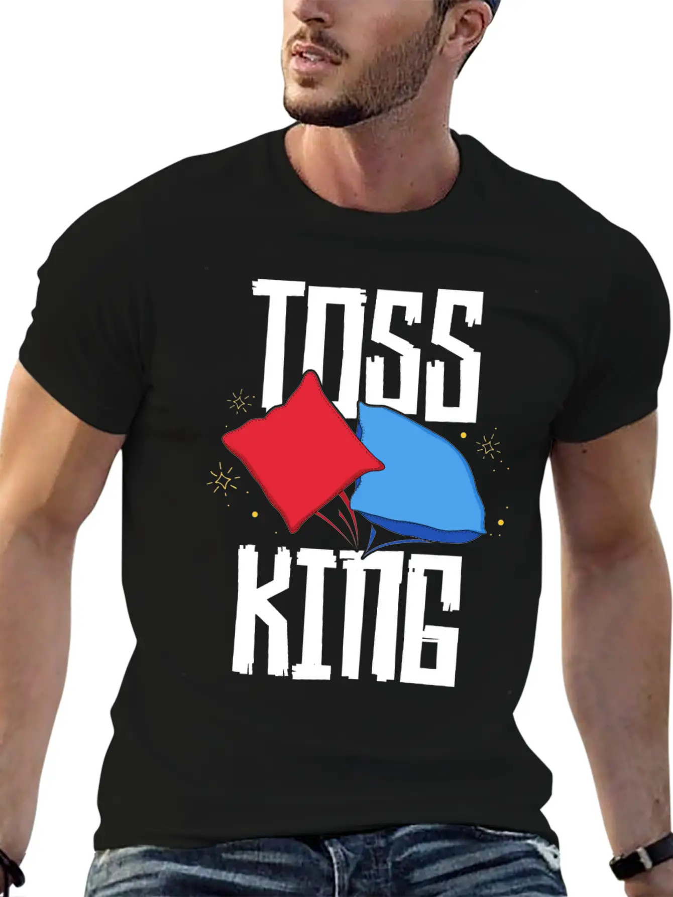 Toss King Cornhole Game TShirt American Tailgate Lightweight Cotton T-Shirt – Daily Comfort Graphic Shirt