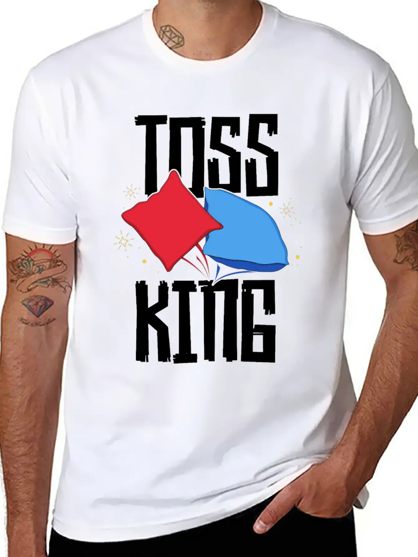 Toss King Cornhole Game TShirt American Tailgate Lightweight Cotton T-Shirt – Daily Comfort Graphic Shirt