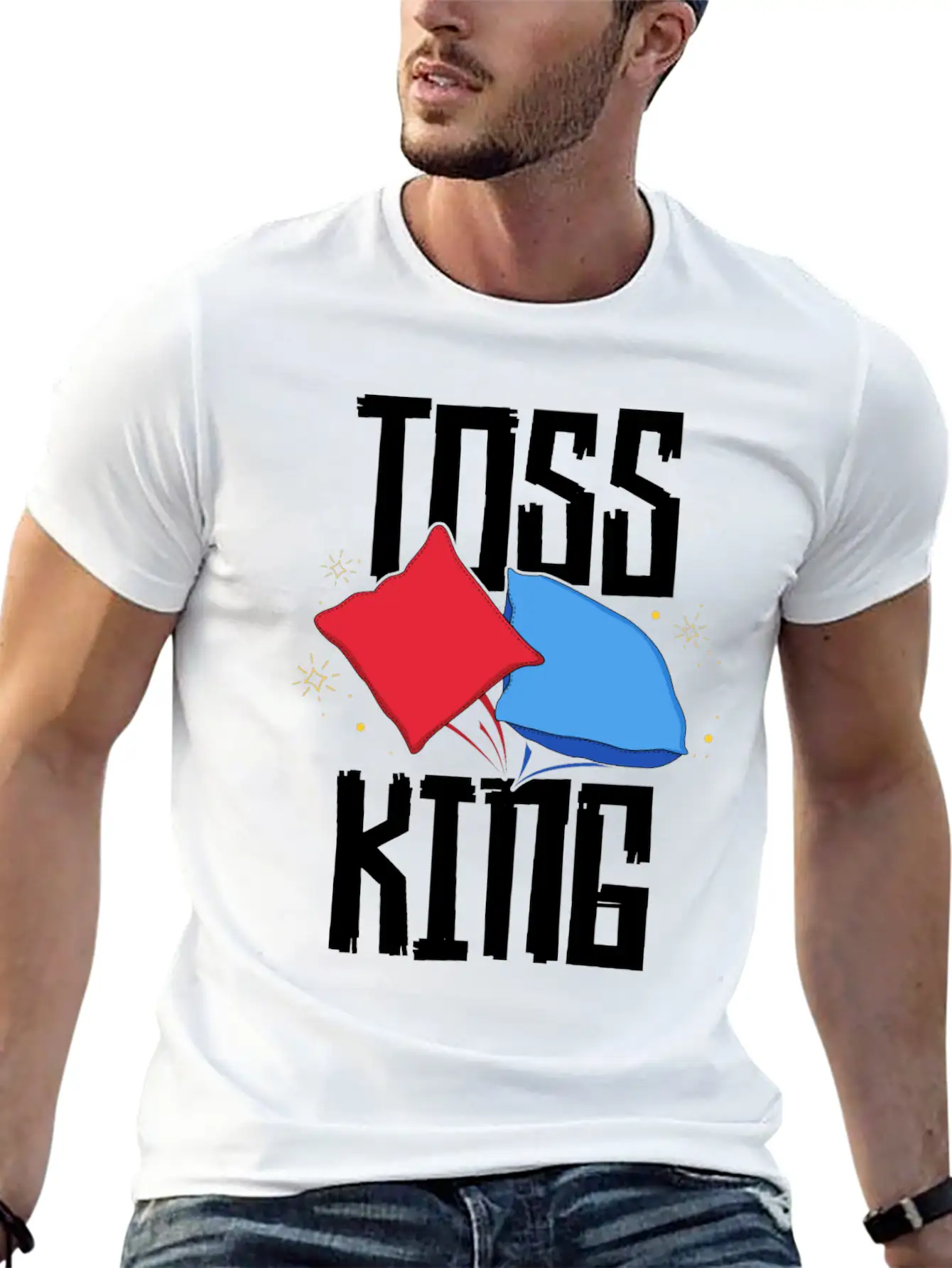 Toss King Cornhole Game TShirt American Tailgate Lightweight Cotton T-Shirt – Daily Comfort Graphic Shirt