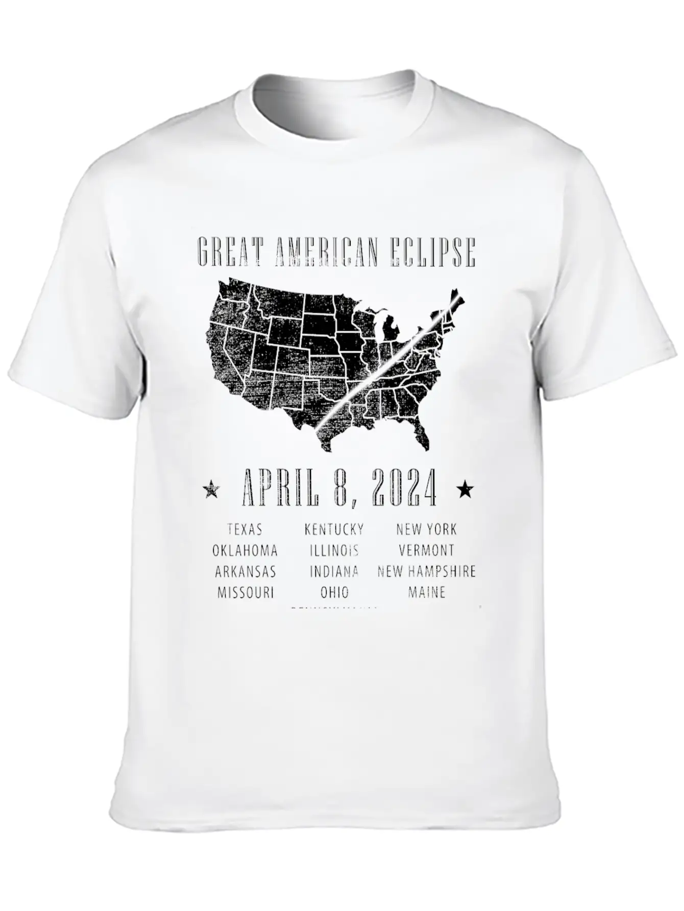 Total Solar Eclipse 2024 USA Map With Path Stylish Everyday T-Shirt – Unisex Basic Cotton Tee