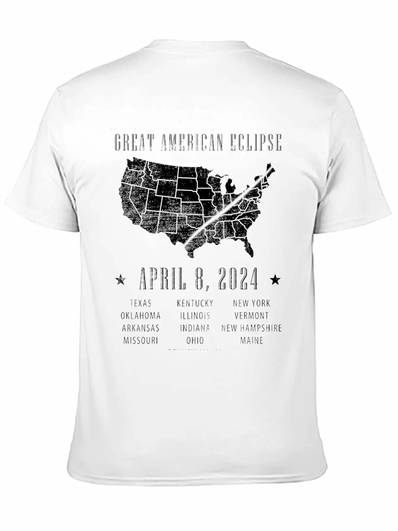 Total Solar Eclipse 2024 USA Map With Path Stylish Everyday T-Shirt – Unisex Basic Cotton Tee