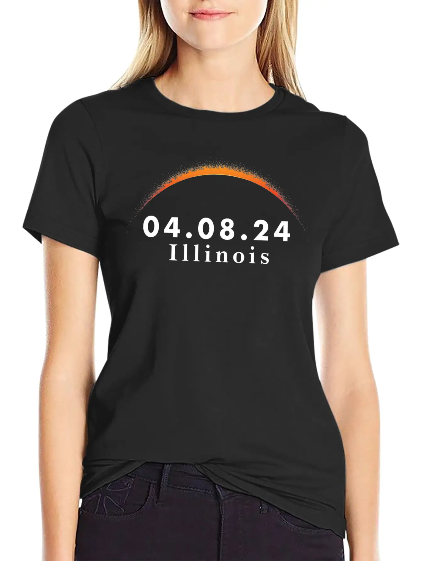 Total Solar Eclipse Path Of Totality Illinois Classic Crew Neck Graphic Tee – Everyday Minimal Look