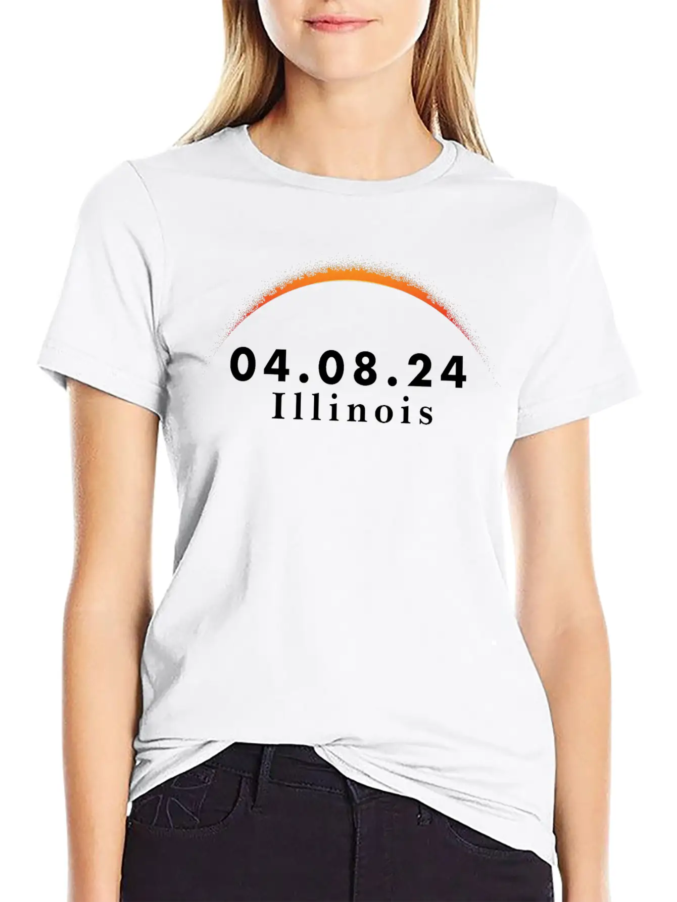Total Solar Eclipse Path Of Totality Illinois Classic Crew Neck Graphic Tee – Everyday Minimal Look