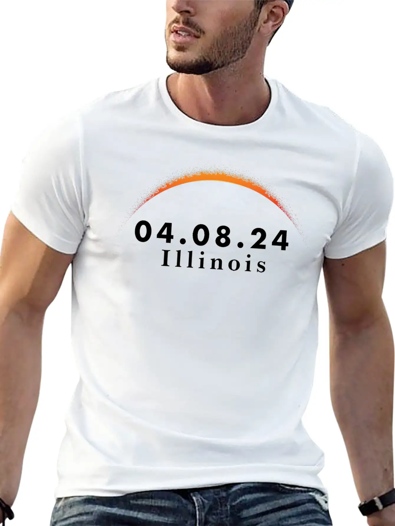 Total Solar Eclipse Path Of Totality Illinois Classic Crew Neck Graphic Tee – Everyday Minimal Look