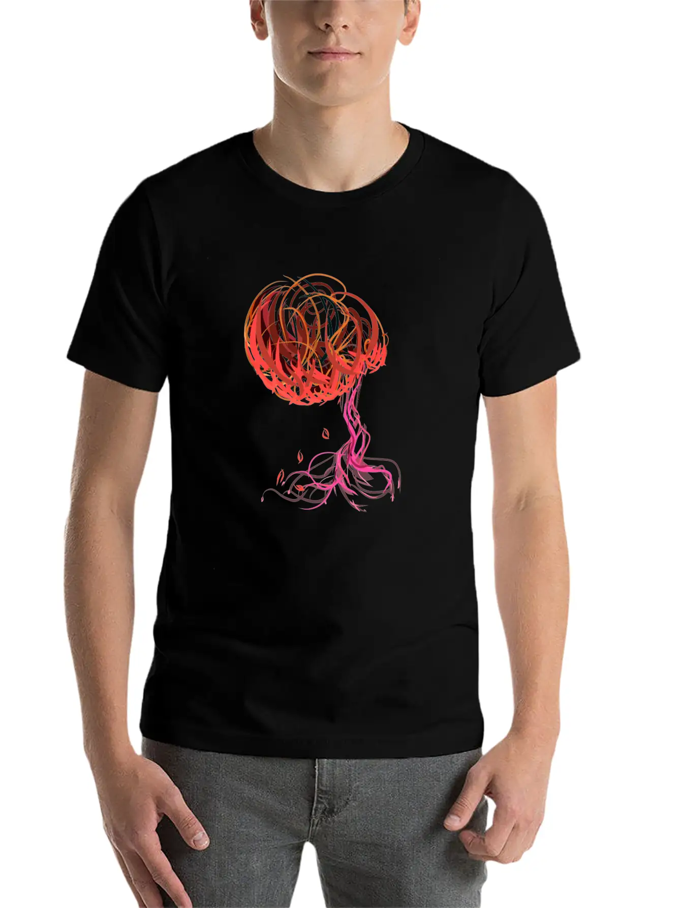 Tree Nature Autumn Symbol Leaves Abstract Breathable Graphic T-Shirt – Perfect For Casual Days