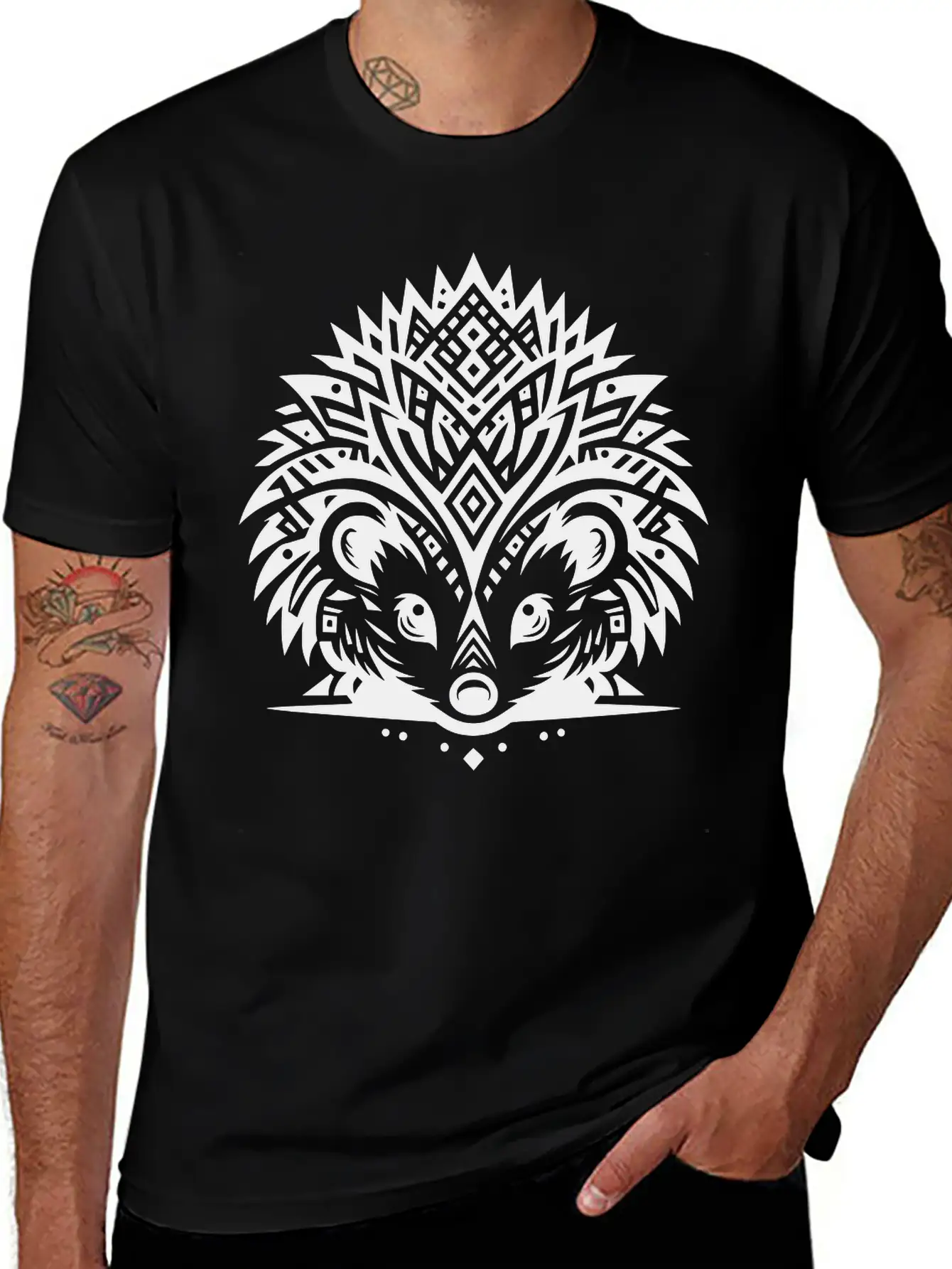 Tribal Hedgehog Lightweight Cotton T-Shirt – Daily Comfort Graphic Shirt