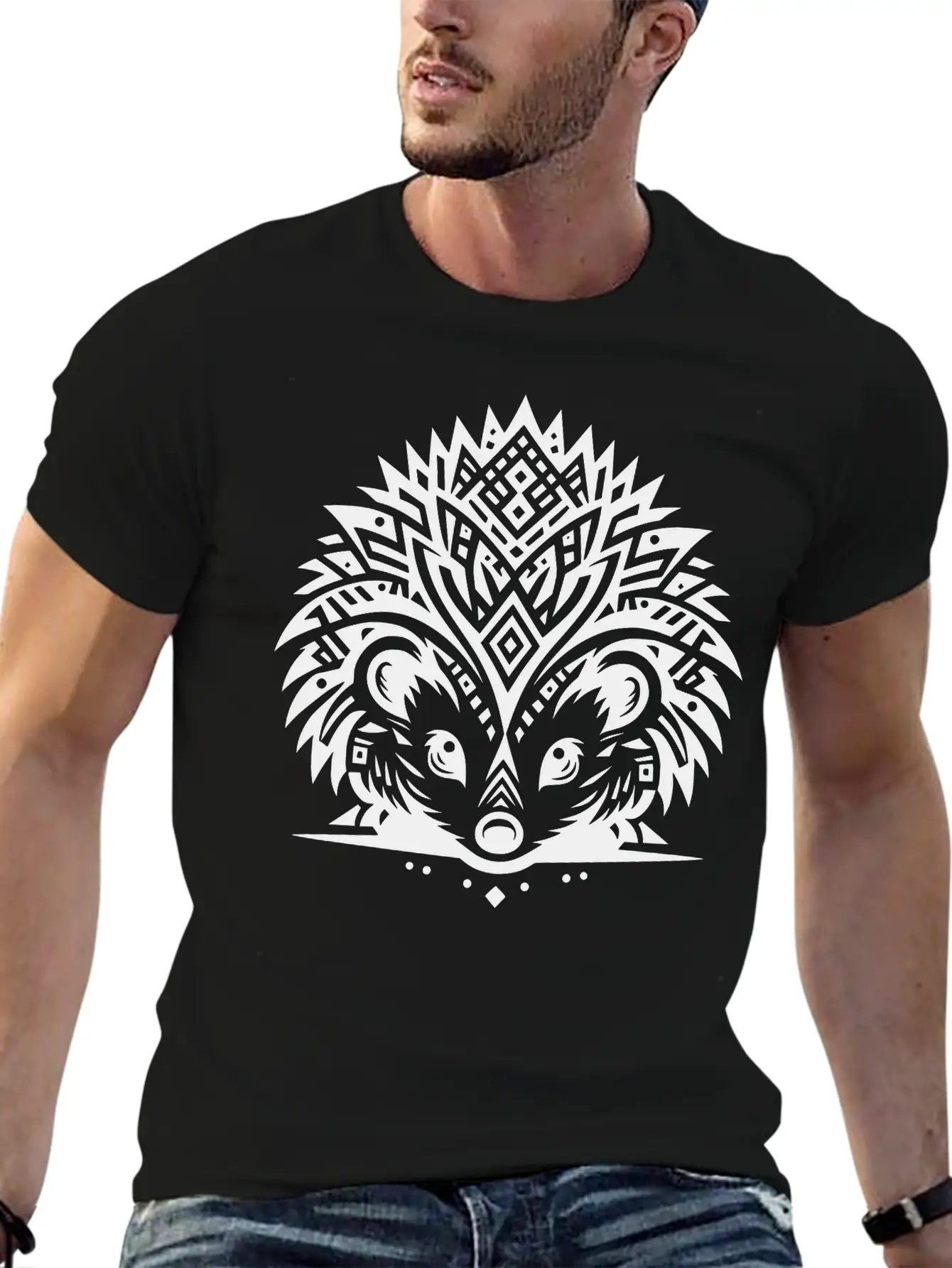 Tribal Hedgehog Lightweight Cotton T-Shirt – Daily Comfort Graphic Shirt