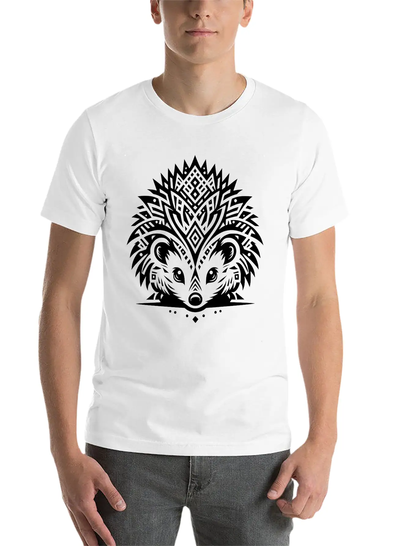 Tribal Hedgehog Lightweight Cotton T-Shirt – Daily Comfort Graphic Shirt