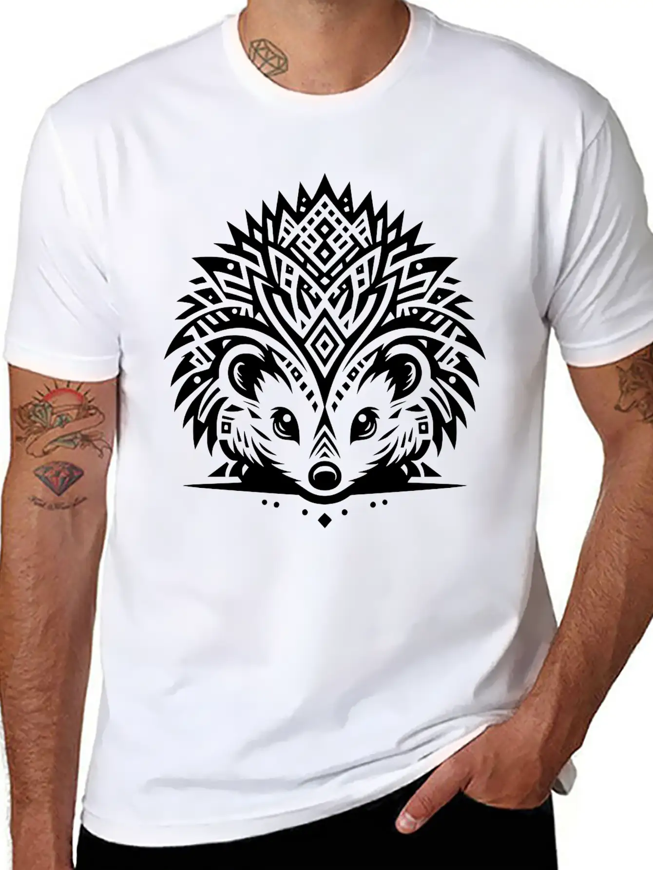 Tribal Hedgehog Lightweight Cotton T-Shirt – Daily Comfort Graphic Shirt