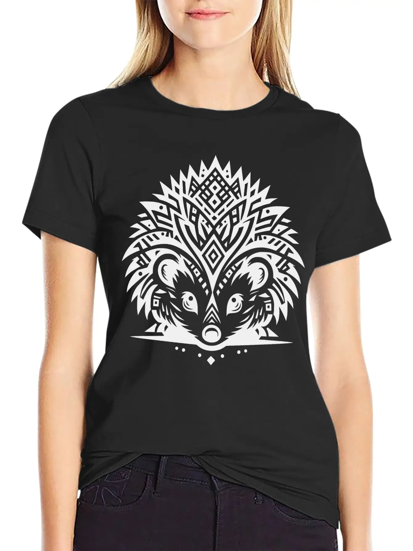 Tribal Hedgehog Lightweight Cotton T-Shirt – Daily Comfort Graphic Shirt