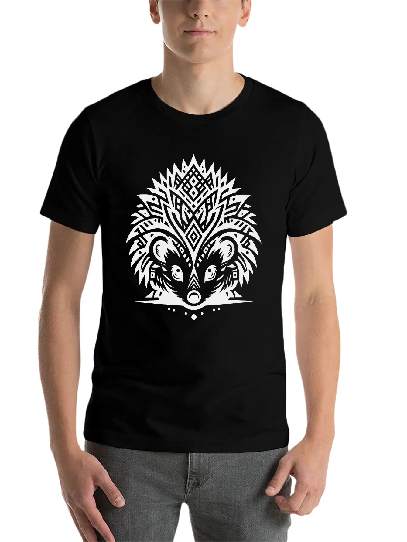 Tribal Hedgehog Lightweight Cotton T-Shirt – Daily Comfort Graphic Shirt