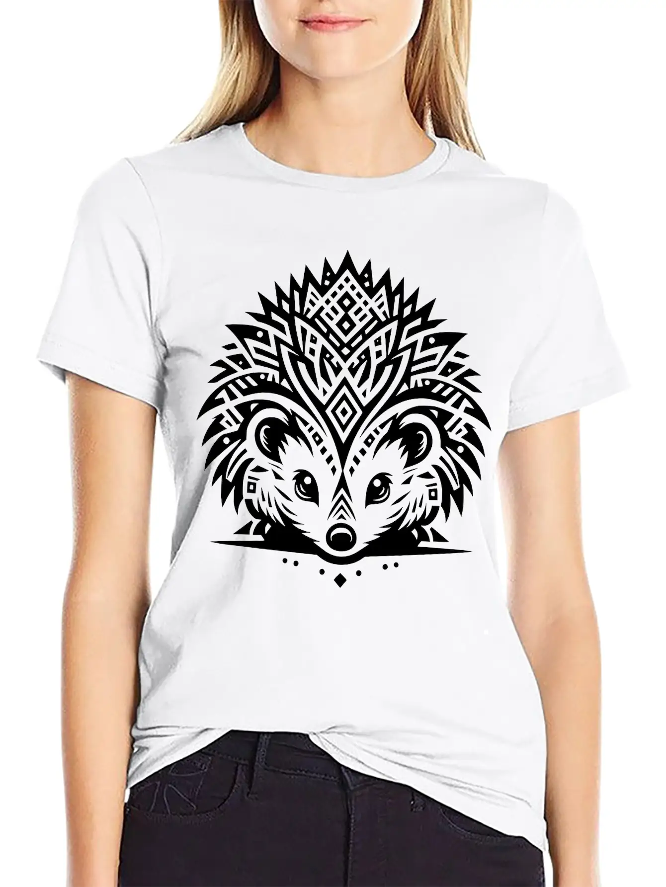 Tribal Hedgehog Lightweight Cotton T-Shirt – Daily Comfort Graphic Shirt