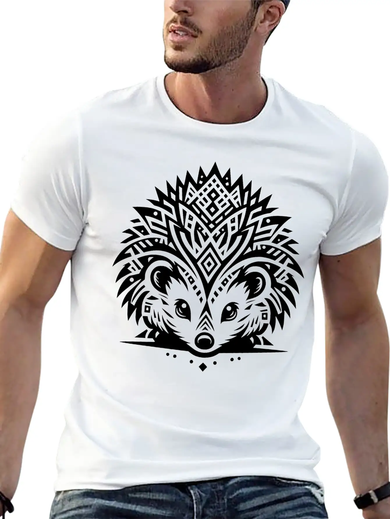 Tribal Hedgehog Lightweight Cotton T-Shirt – Daily Comfort Graphic Shirt