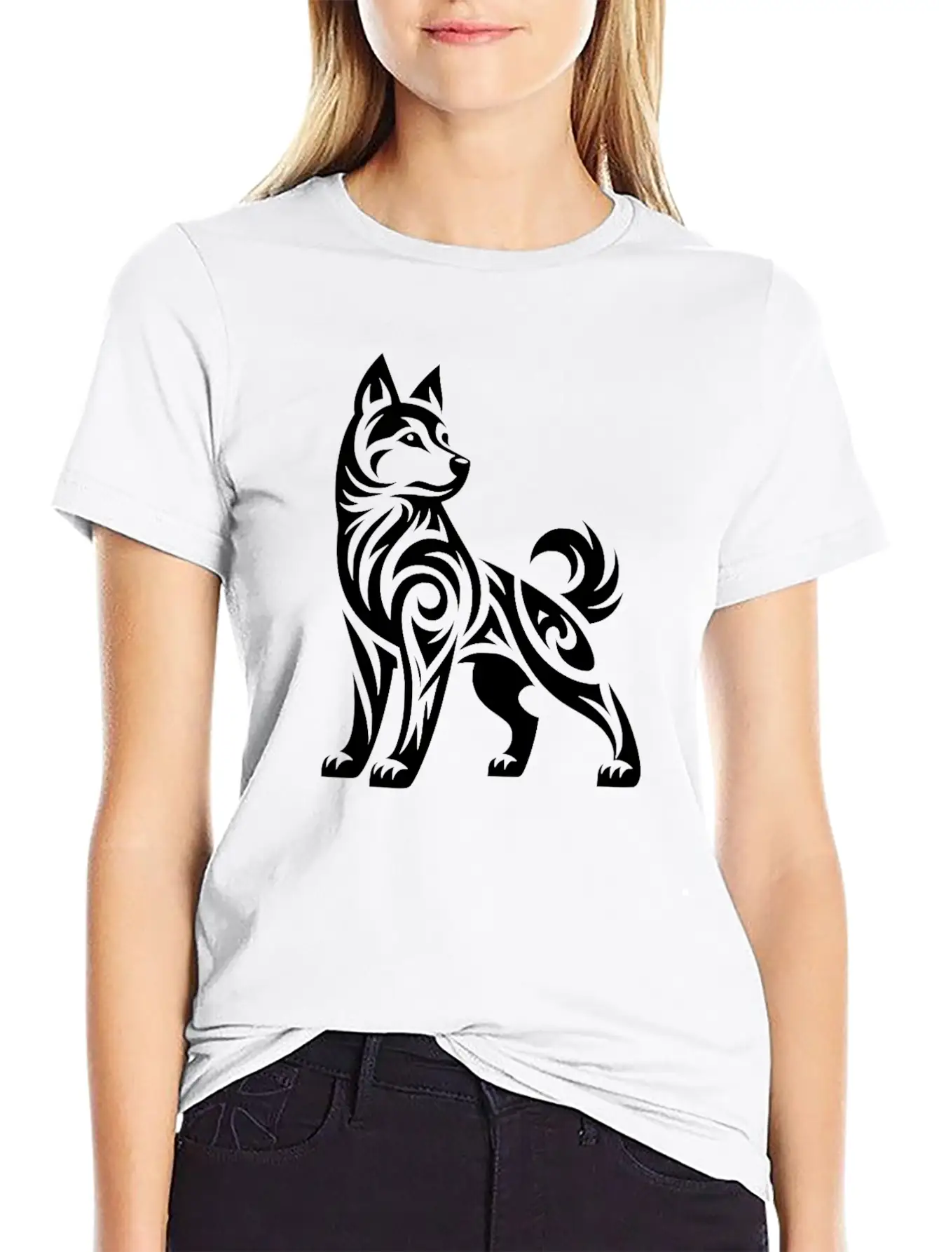Tribal Husky With Mystical Charisma Basic Graphic T-Shirt – Daily Comfort In Soft Cotton