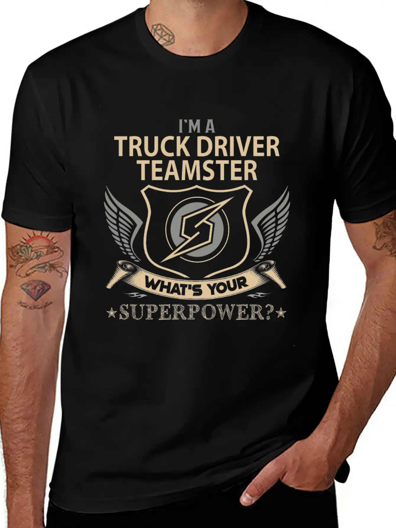 Truck Driver Teamster T Shirt - Superpower Job Gif Stylish Everyday T-Shirt – Unisex Basic Cotton Tee
