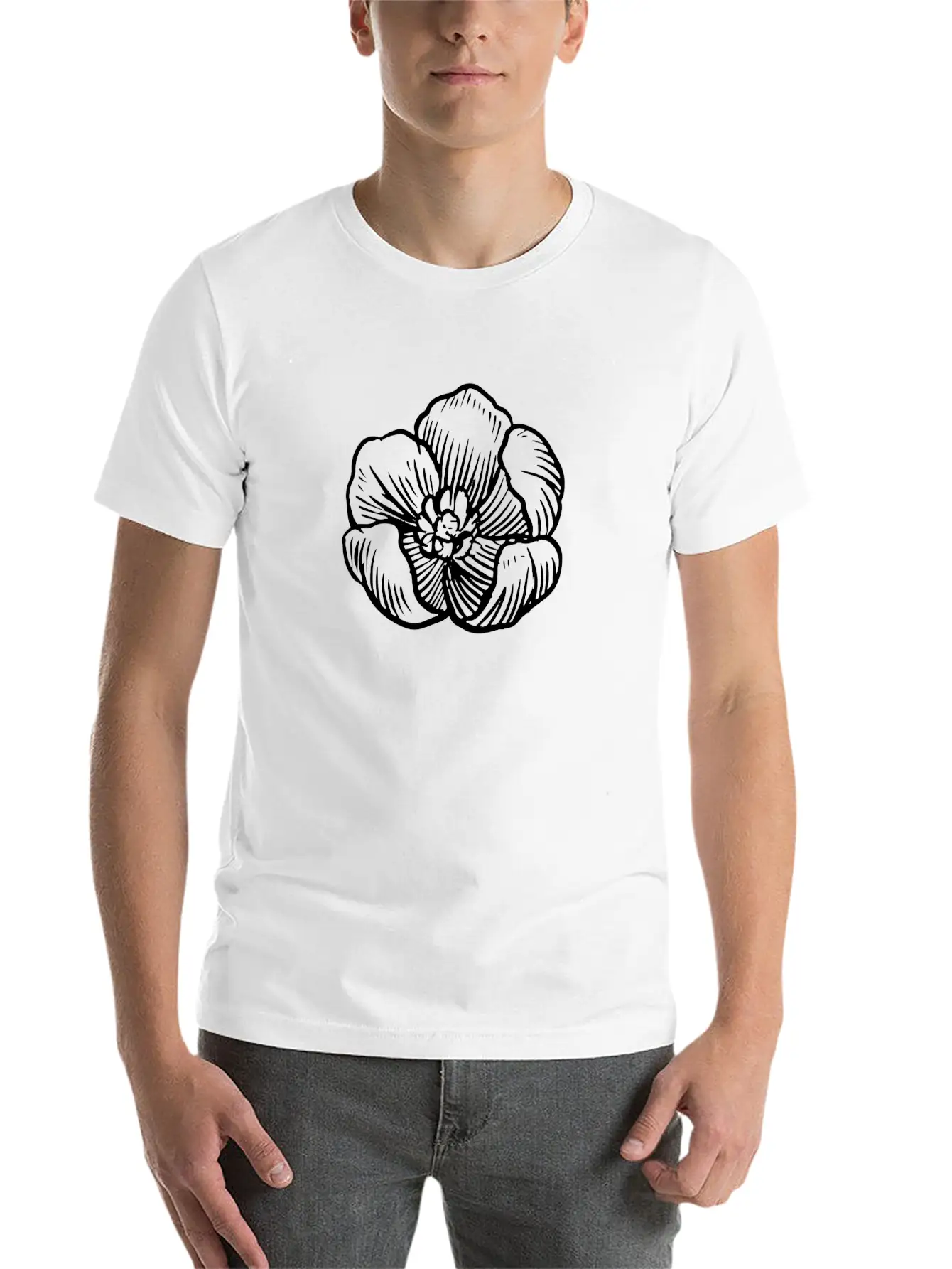 Tulips Orchids Blossom Simple Art Stylish Everyday T-Shirt – Unisex Basic Cotton Tee