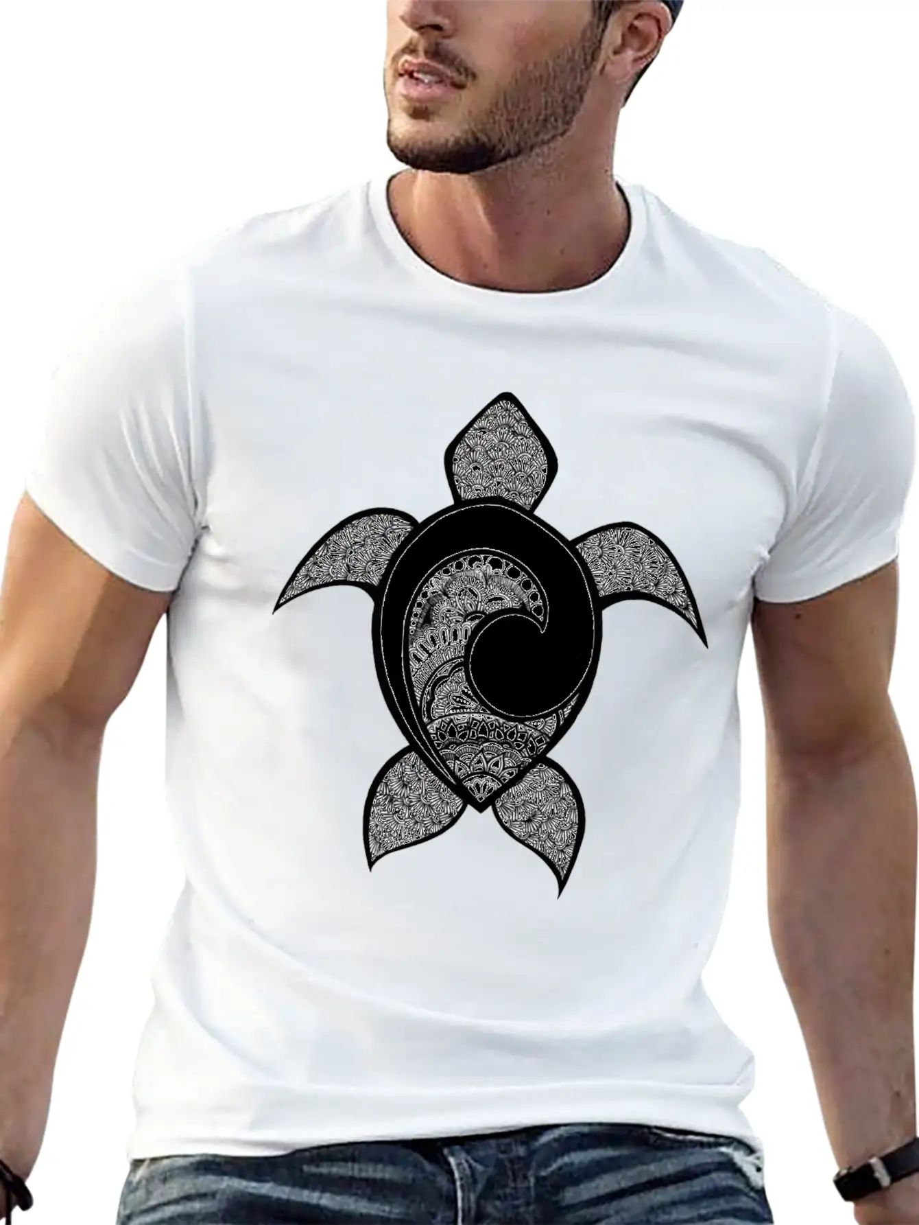 Turtle Black'n'white Stylish Everyday T-Shirt – Unisex Basic Cotton Tee