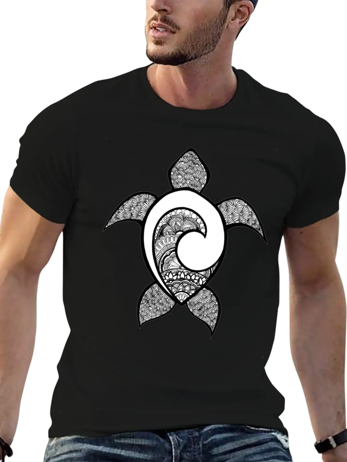 Turtle Black'n'white Stylish Everyday T-Shirt – Unisex Basic Cotton Tee