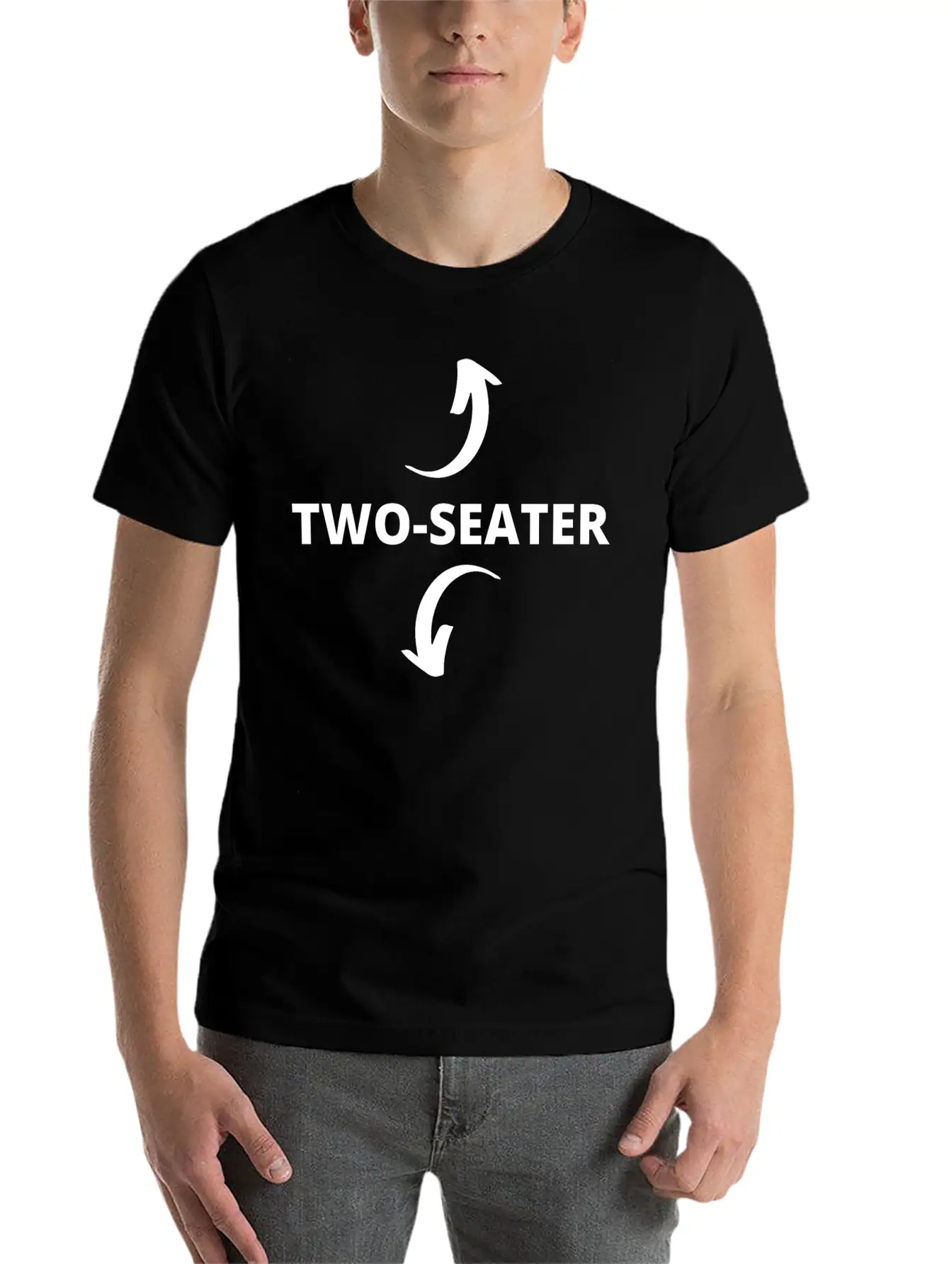 Two-Seater Funny Stylish Everyday T-Shirt – Unisex Basic Cotton Tee
