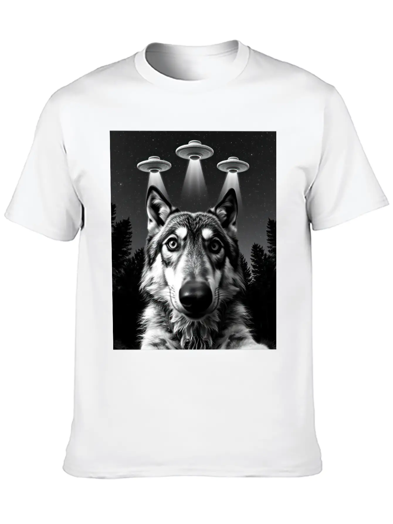UFO Funny Wolf Stylish Everyday T-Shirt – Unisex Basic Cotton Tee
