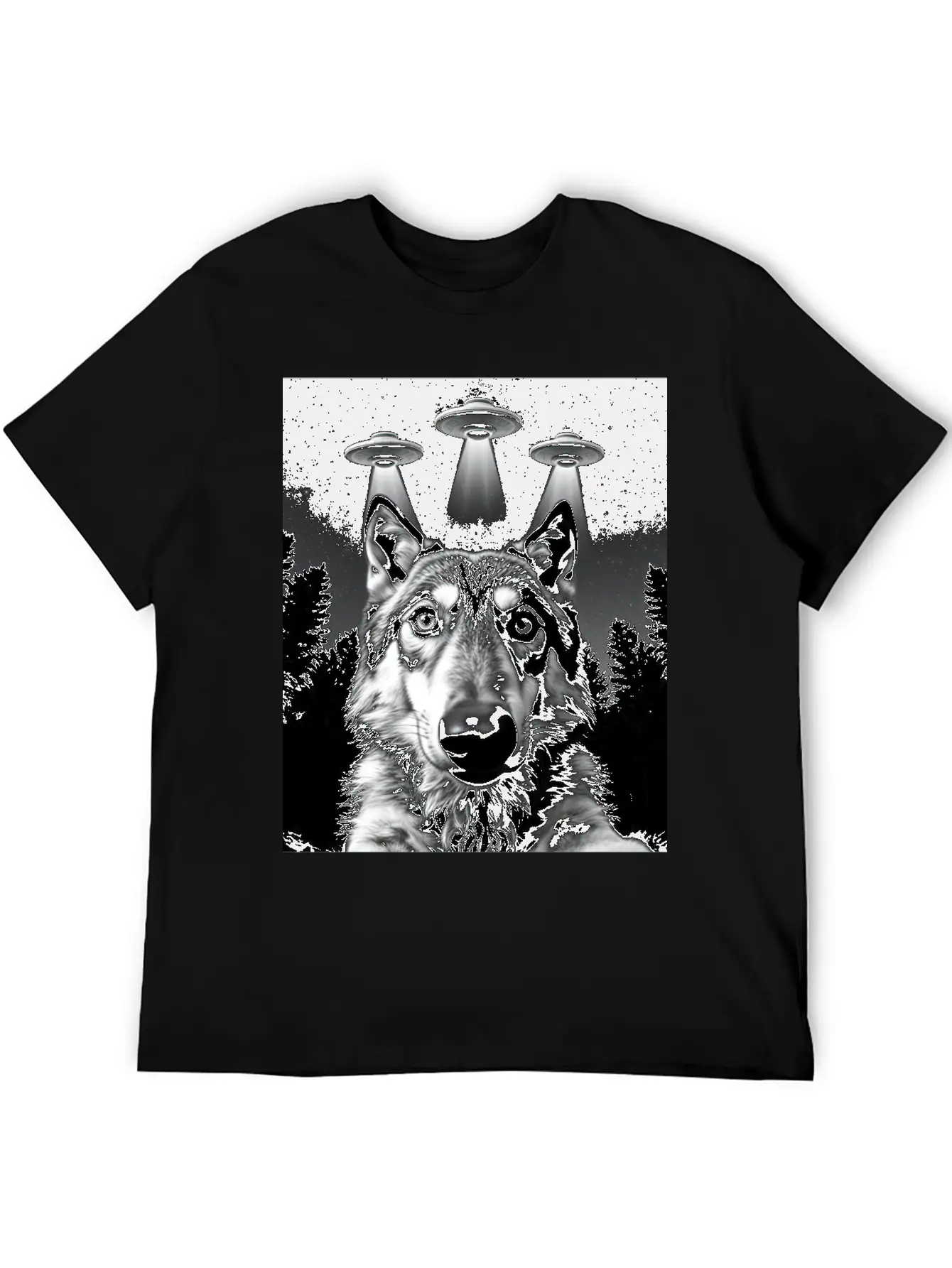 UFO Funny Wolf Stylish Everyday T-Shirt – Unisex Basic Cotton Tee