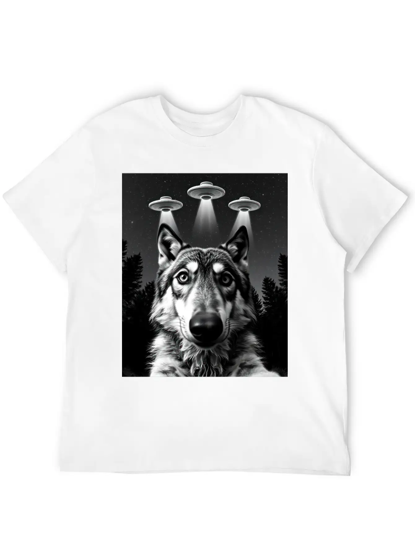 UFO Funny Wolf Stylish Everyday T-Shirt – Unisex Basic Cotton Tee