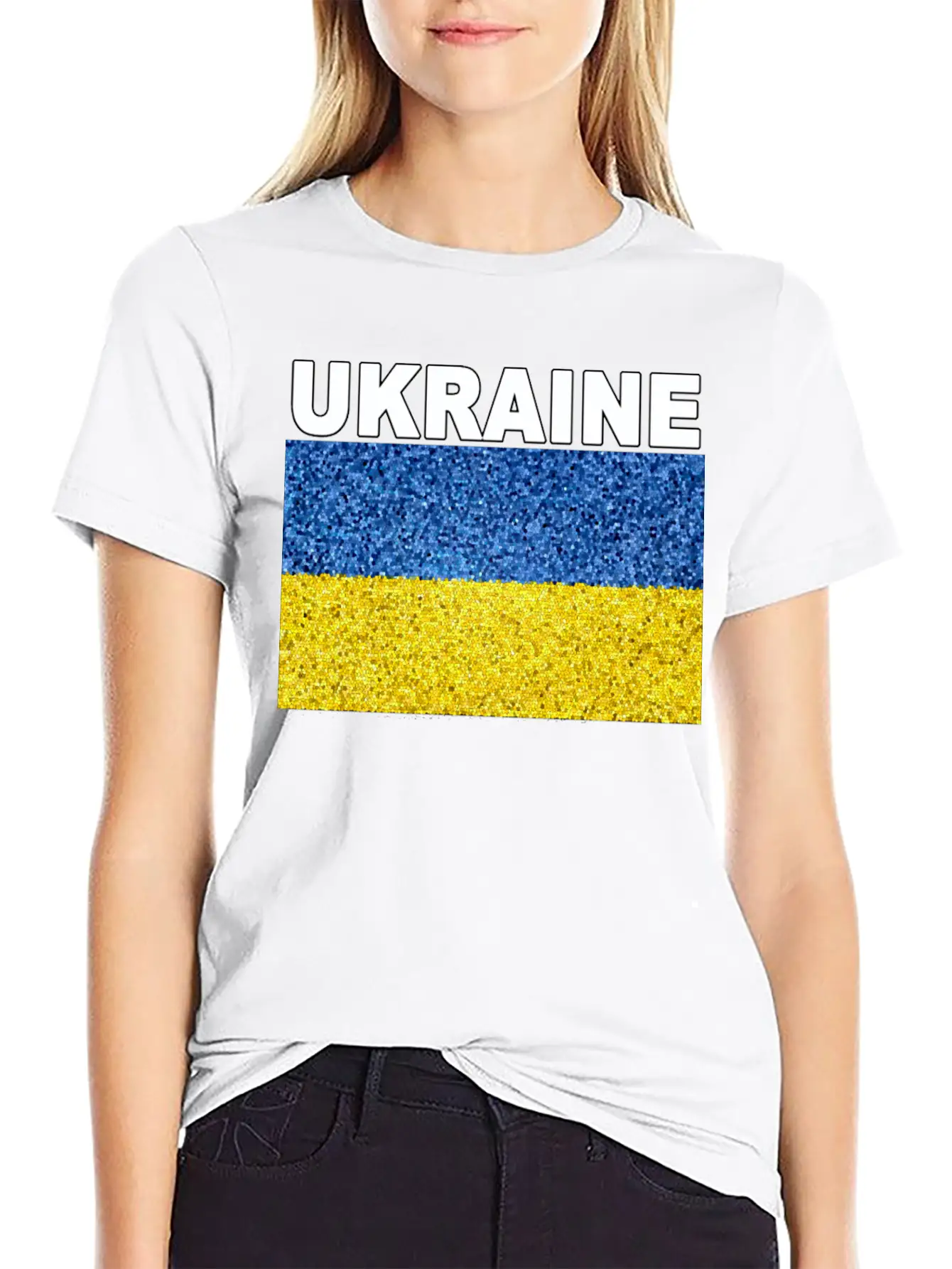 Ukraine Flag Stained Glass Effect Design Unisex Cotton Tee – Relaxed Fit For Any Occasion