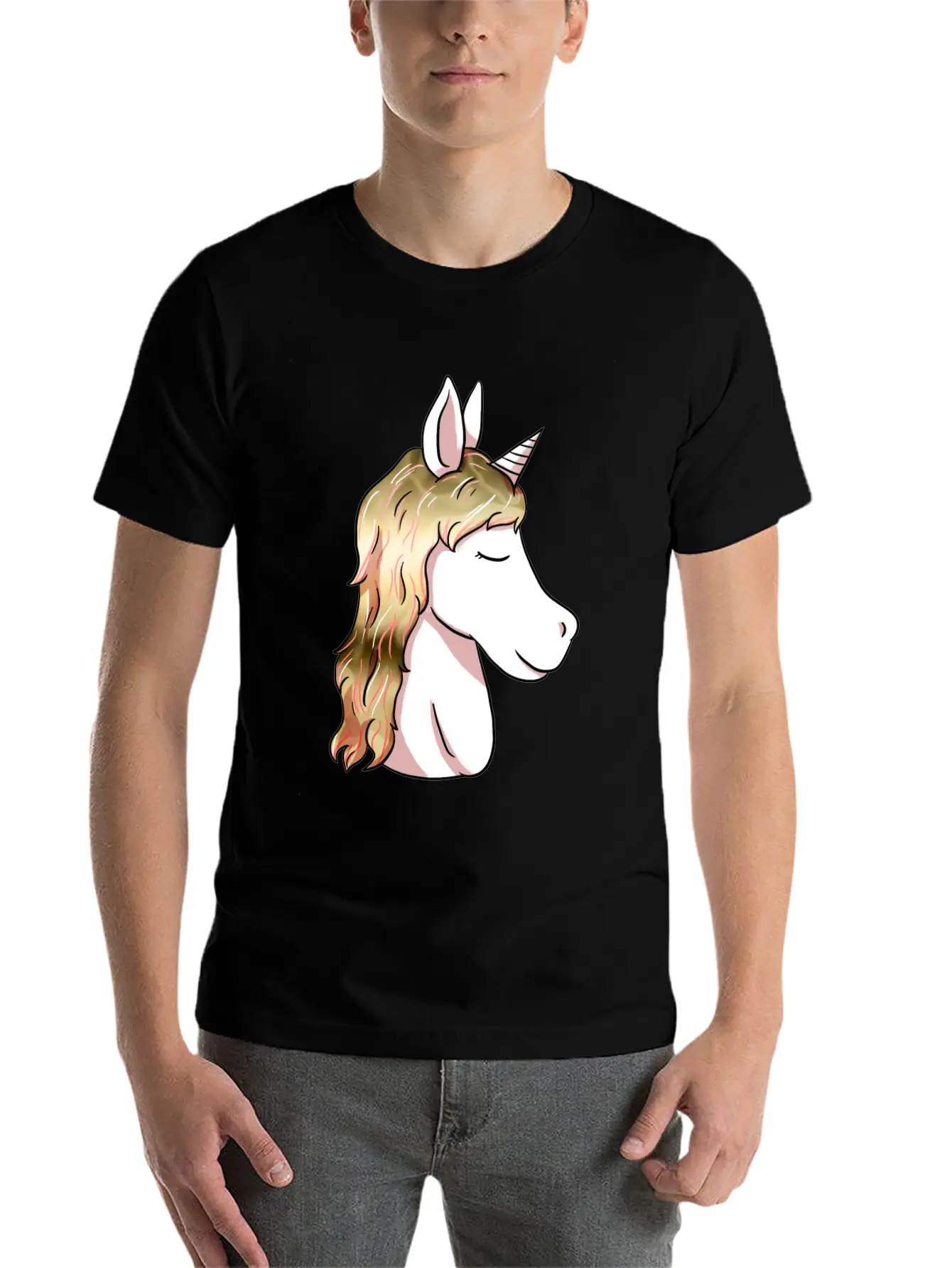 Unicorn Head Unicorn Head Unicorn Head Stylish Everyday T-Shirt – Unisex Basic Cotton Tee