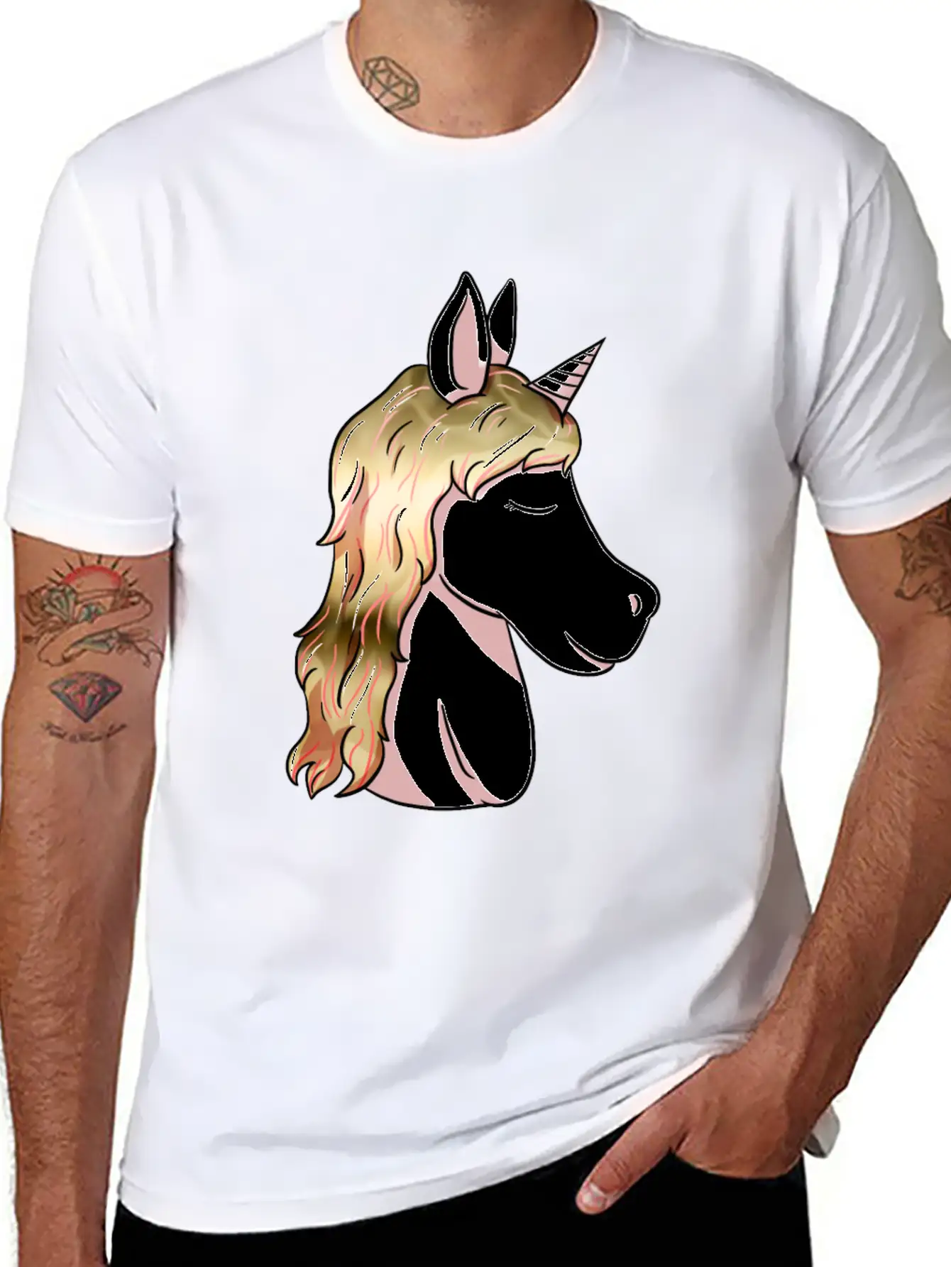 Unicorn Head Unicorn Head Unicorn Head Stylish Everyday T-Shirt – Unisex Basic Cotton Tee