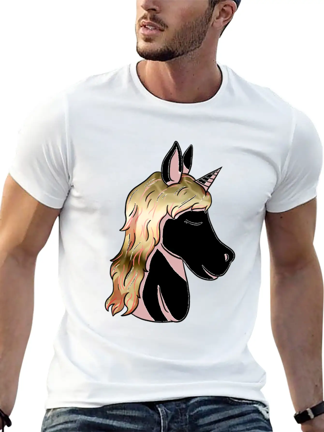 Unicorn Head Unicorn Head Unicorn Head Stylish Everyday T-Shirt – Unisex Basic Cotton Tee