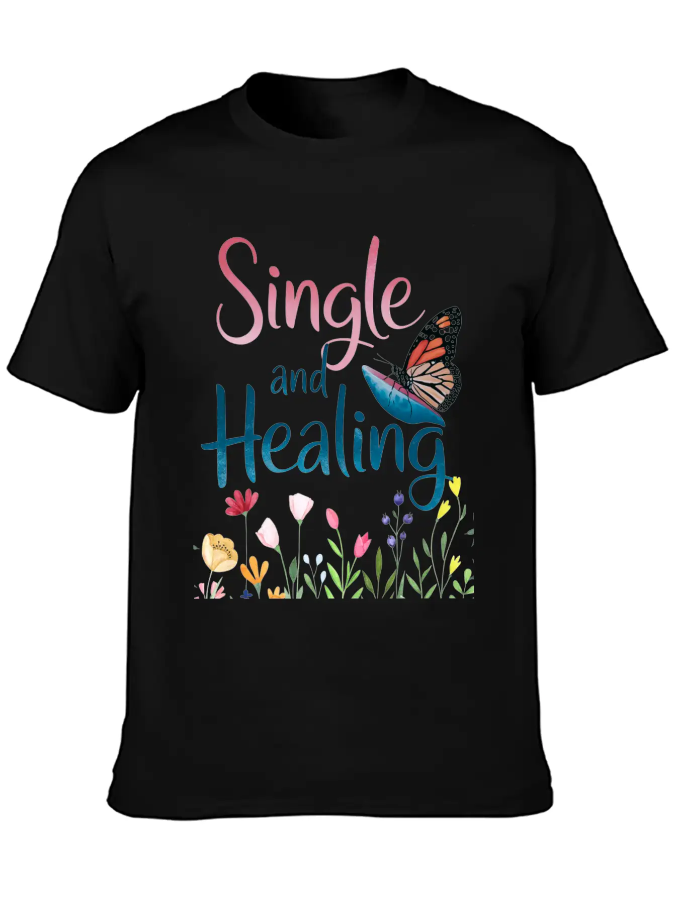 Uplifting Butterfly Single And Healing Cute Basic Graphic T-Shirt – Daily Comfort In Soft Cotton