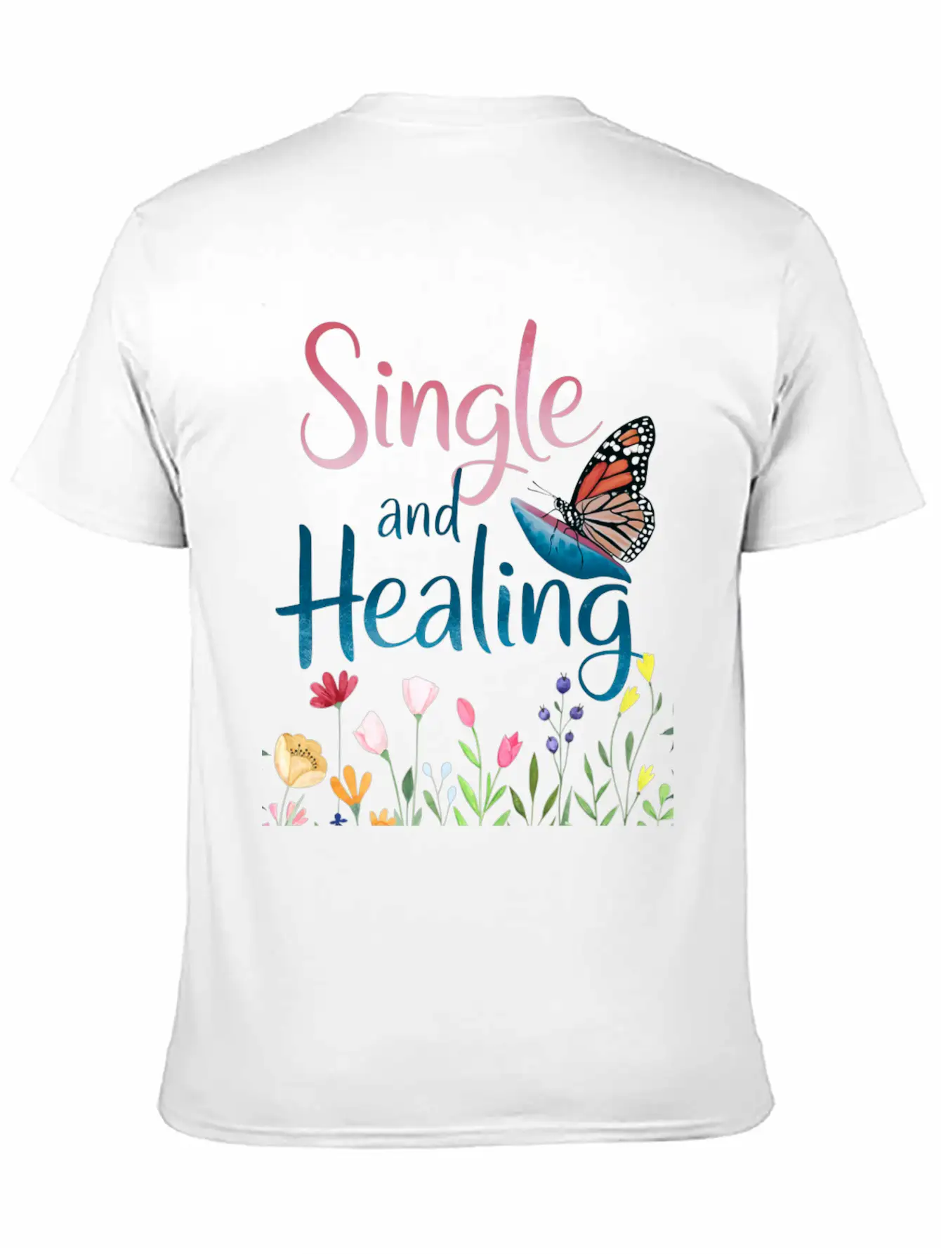 Uplifting Butterfly Single And Healing Cute Basic Graphic T-Shirt – Daily Comfort In Soft Cotton