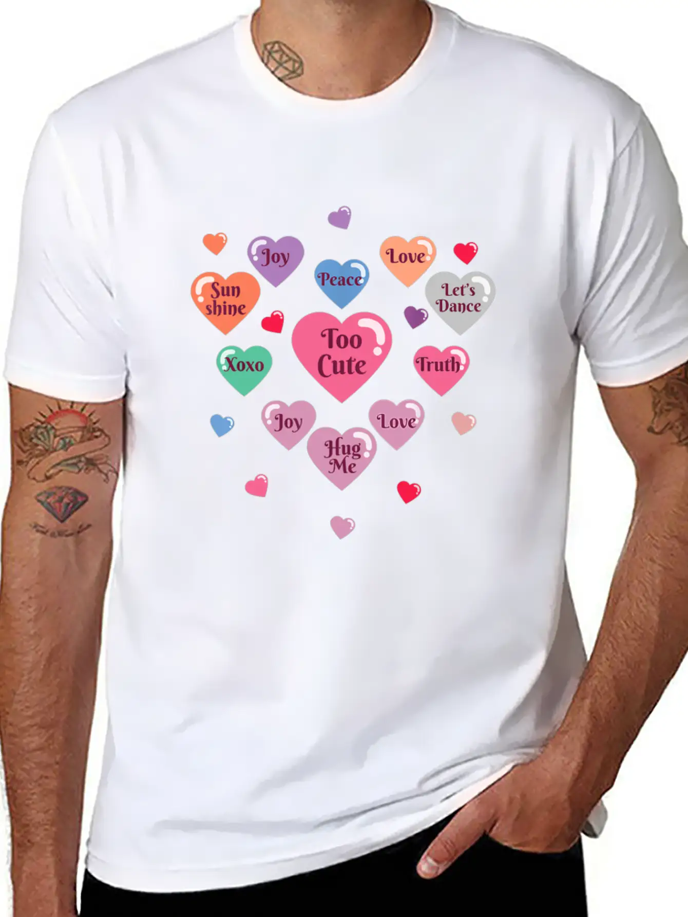 Valentine's Day Heart Candy Shirt For Men Woman Stylish Everyday T-Shirt – Unisex Basic Cotton Tee