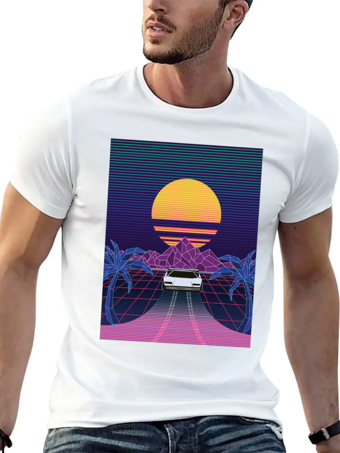 Vaporwave Retro Temple Basic Graphic T-Shirt – Daily Comfort In Soft Cotton