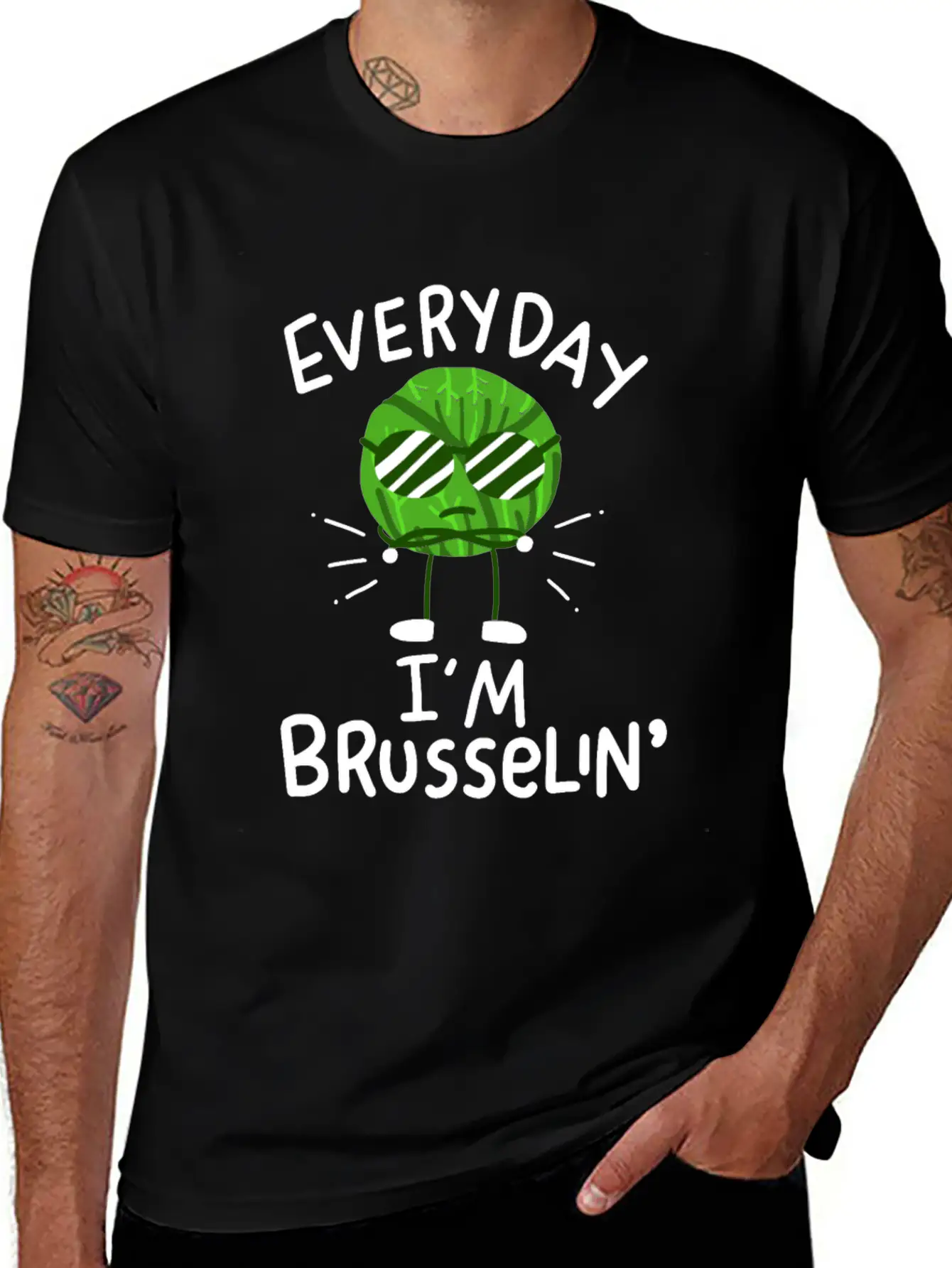 Vegan Brussels Sprouts Simple Everyday Graphic Tee – Lightweight Summer Wear
