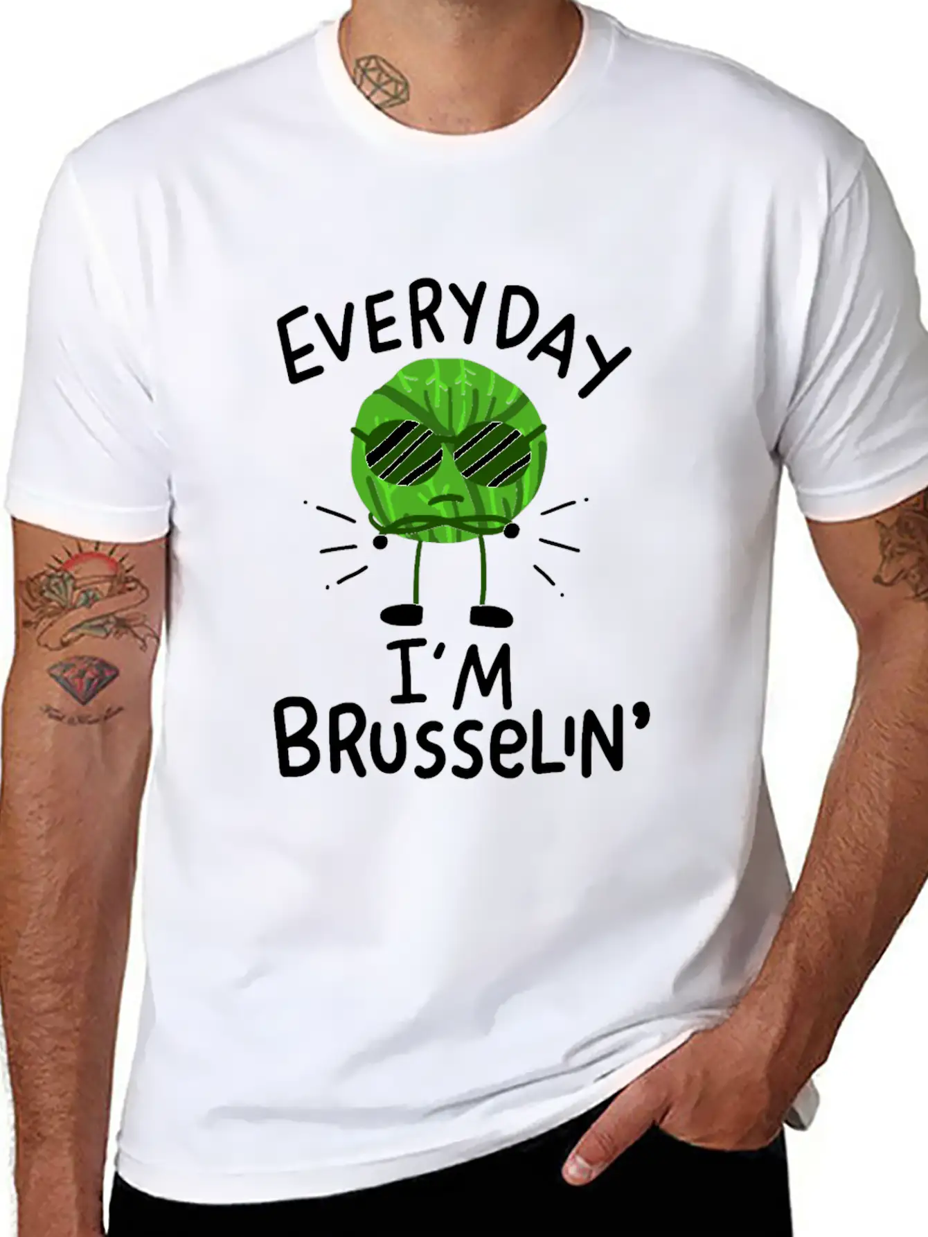 Vegan Brussels Sprouts Simple Everyday Graphic Tee – Lightweight Summer Wear