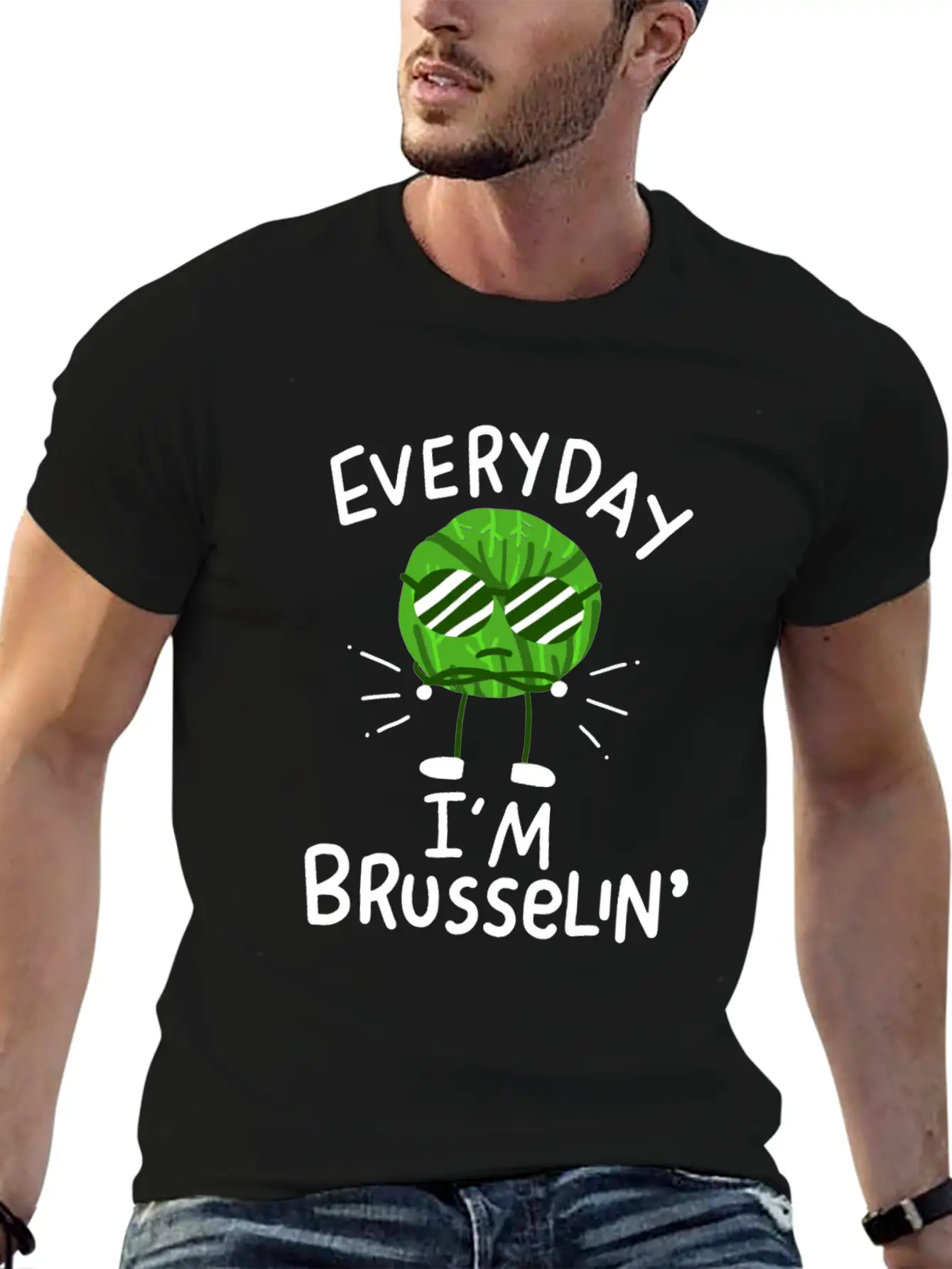 Vegan Brussels Sprouts Simple Everyday Graphic Tee – Lightweight Summer Wear