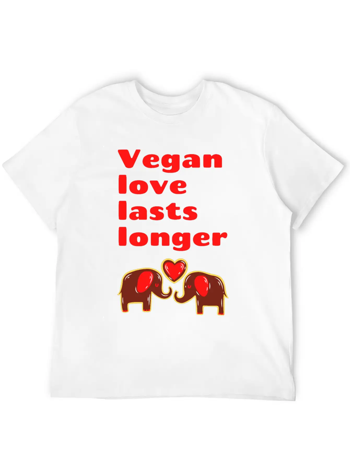 Vegan Love Lasts Longer, Cute Sweetheart Elephants Unisex Cotton Tee – Relaxed Fit For Any Occasion
