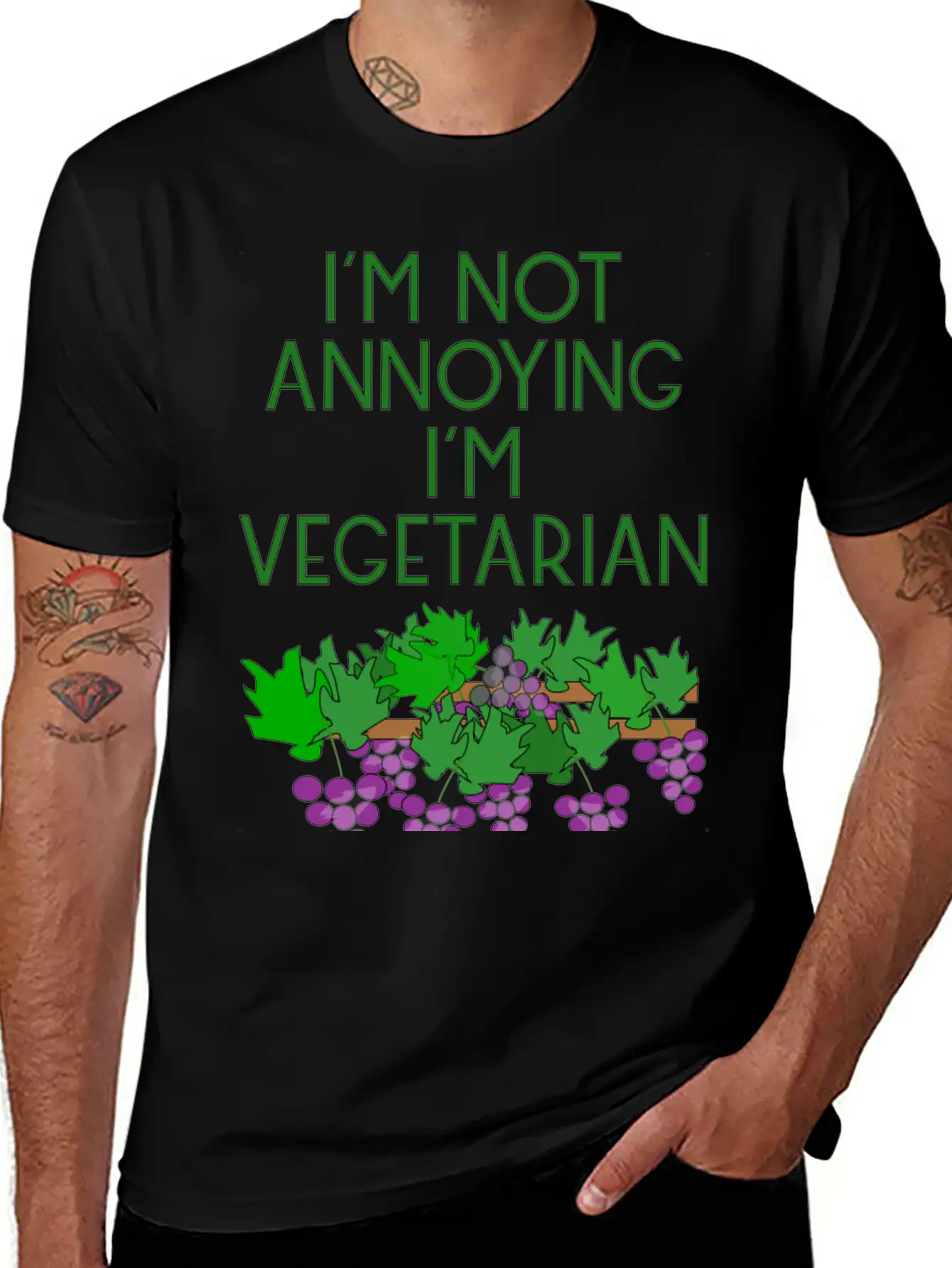 Vegetarian Vegan Veggie Weintrauben Grapes4 Basic Graphic T-Shirt – Daily Comfort In Soft Cotton