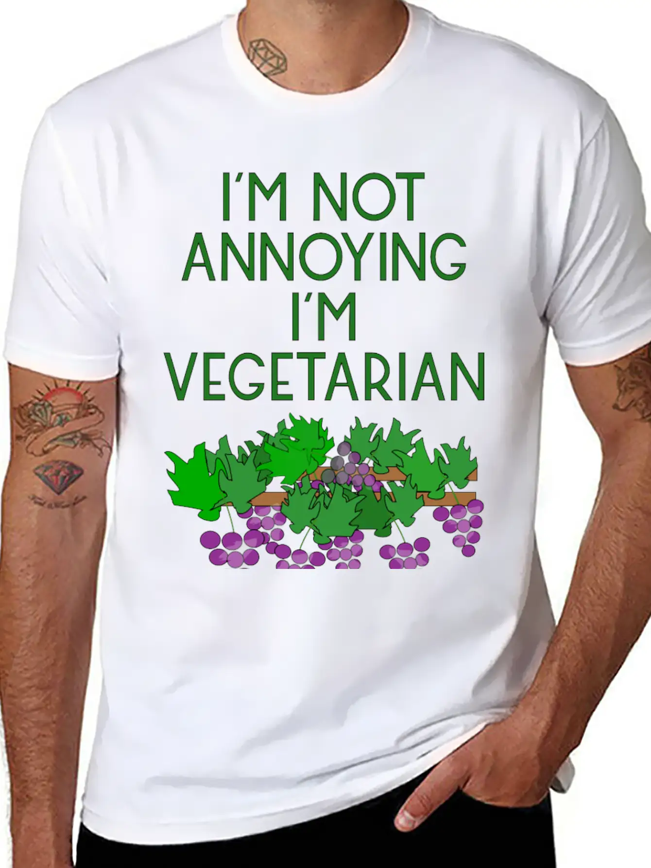 Vegetarian Vegan Veggie Weintrauben Grapes4 Basic Graphic T-Shirt – Daily Comfort In Soft Cotton