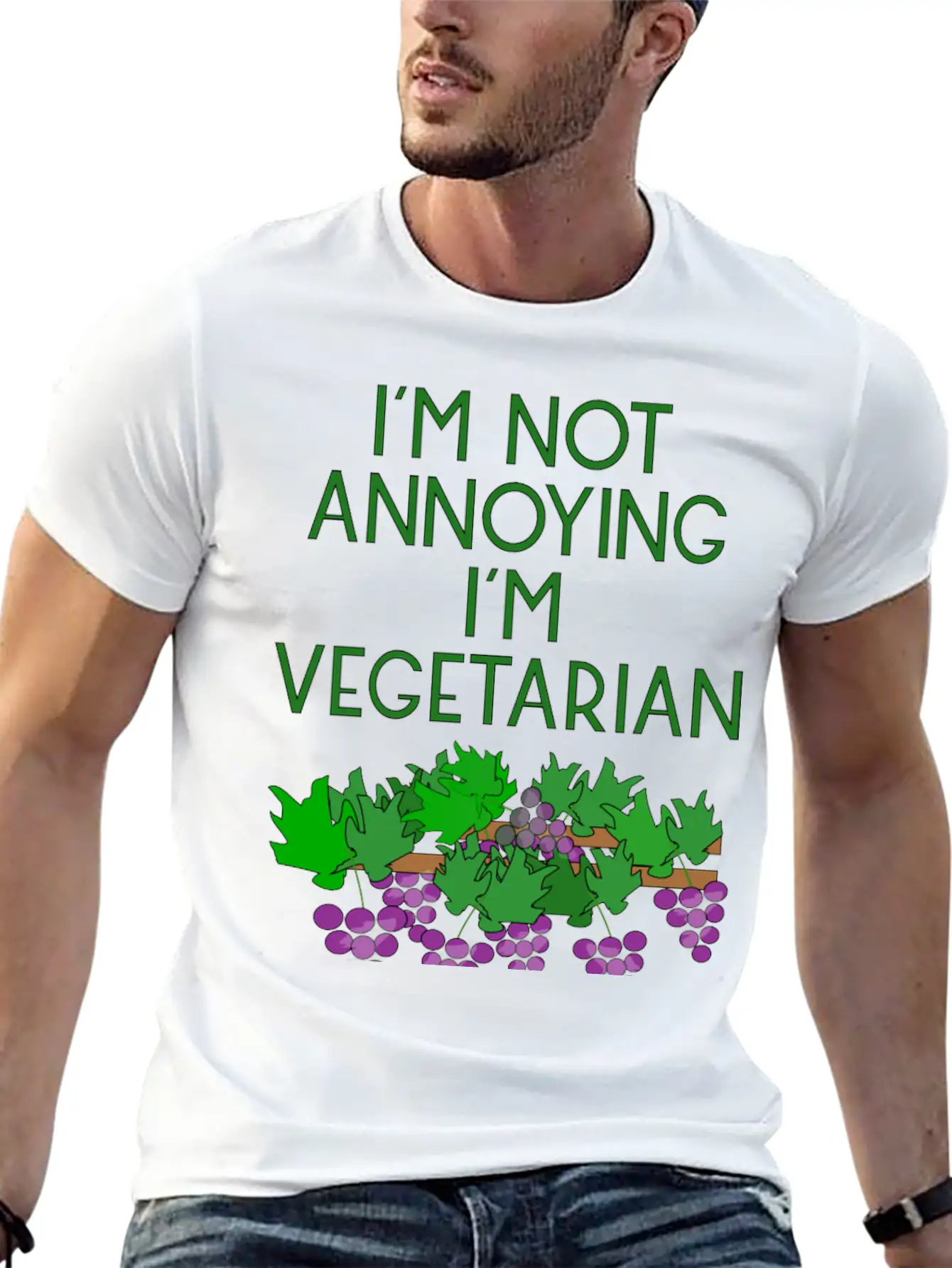 Vegetarian Vegan Veggie Weintrauben Grapes4 Basic Graphic T-Shirt – Daily Comfort In Soft Cotton