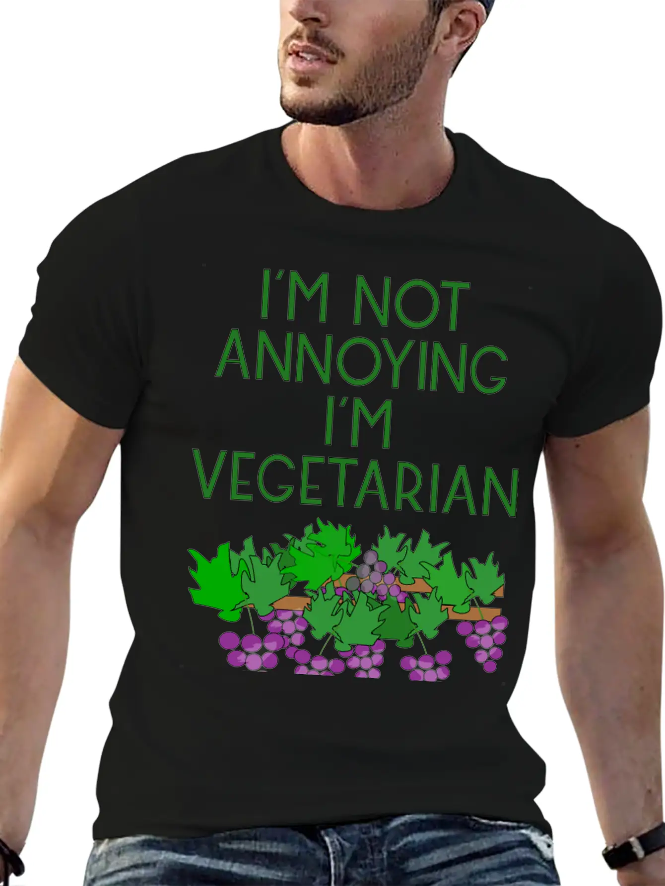 Vegetarian Vegan Veggie Weintrauben Grapes4 Basic Graphic T-Shirt – Daily Comfort In Soft Cotton