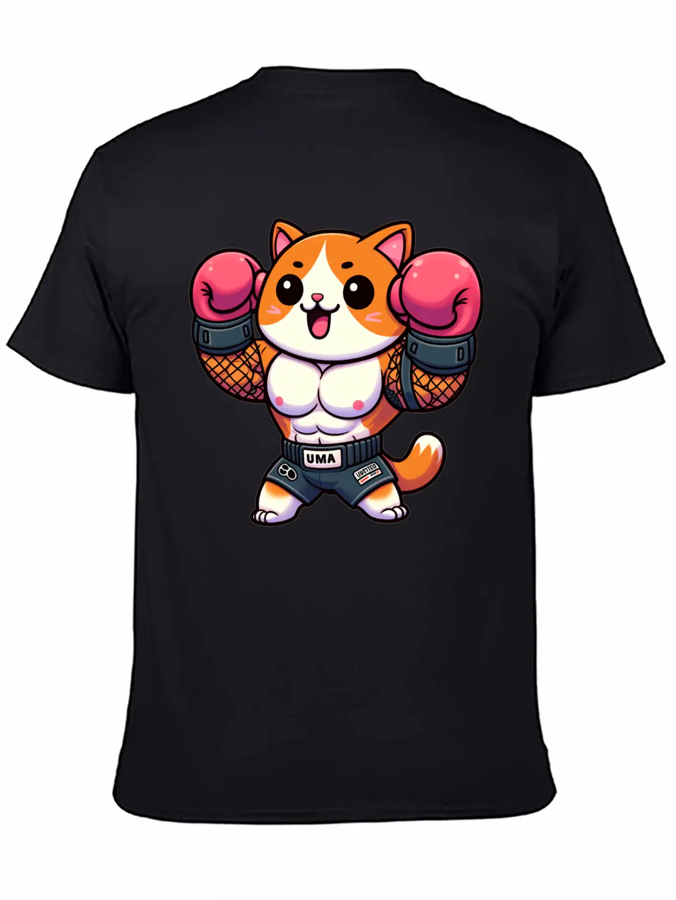 Victory Pose Ginger Boxing Cat Basic Graphic T-Shirt – Daily Comfort In Soft Cotton