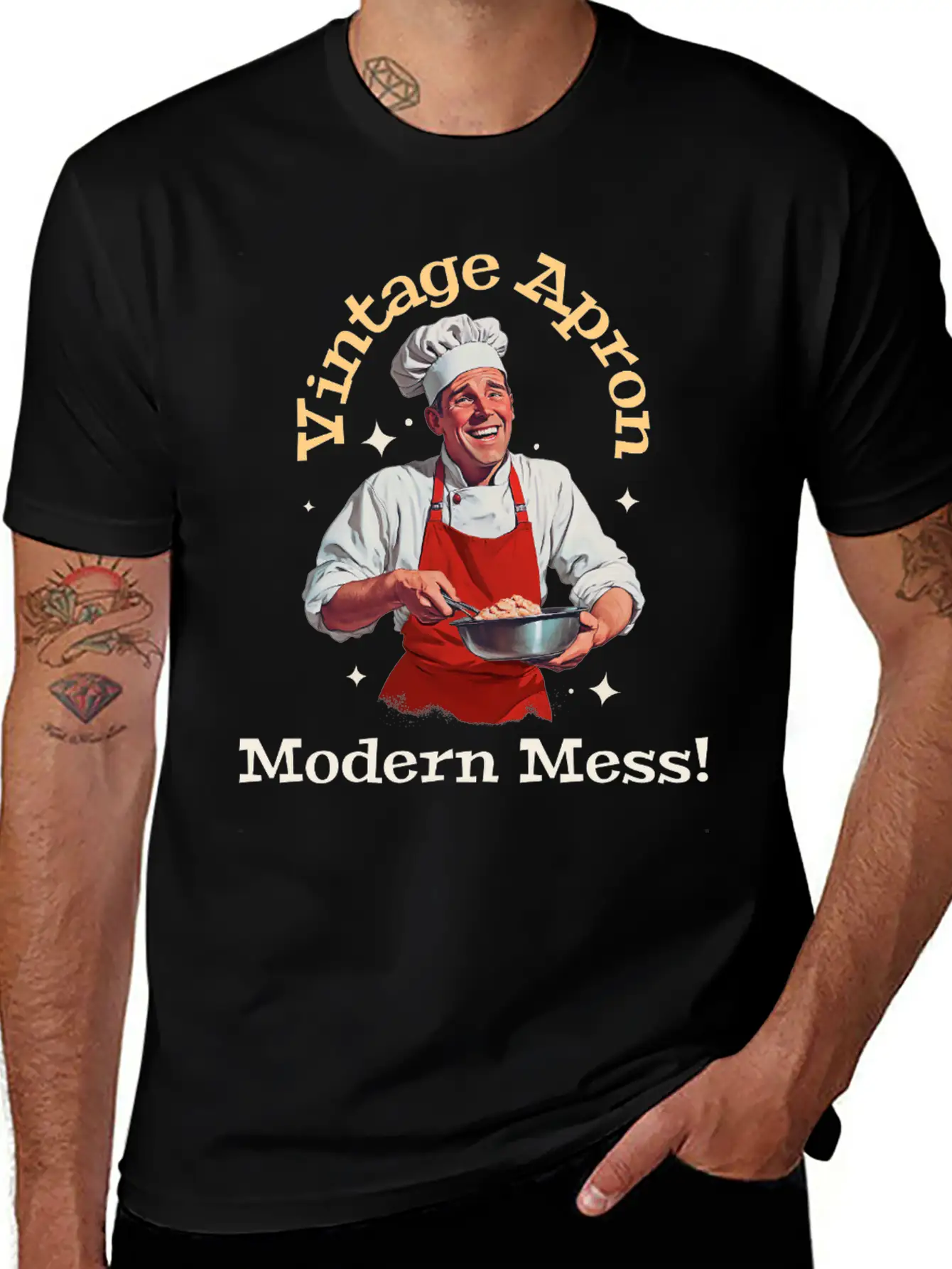 Vintage Apron, Modern Mess! Stylish Everyday T-Shirt – Unisex Basic Cotton Tee