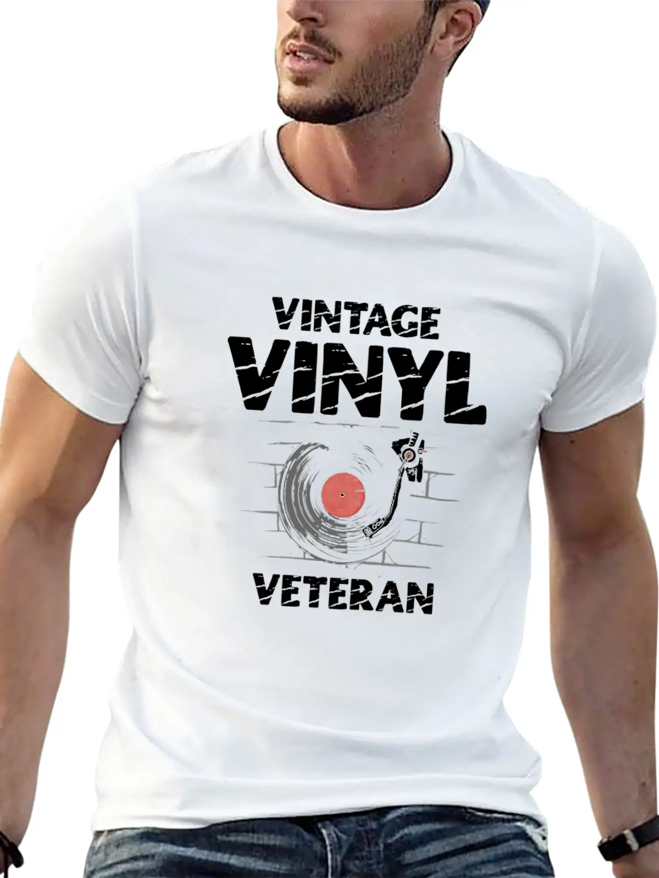 Vintage Vinyl Veteran Audiophile Music Lover Stylish Everyday T-Shirt – Unisex Basic Cotton Tee