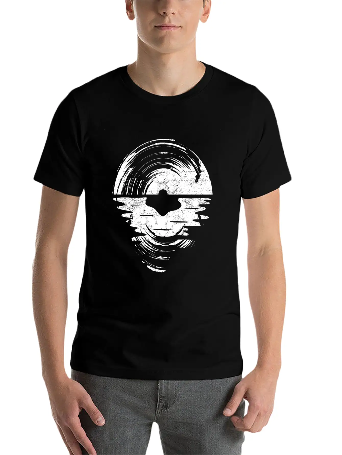 Vinyl Record Moon Simple Everyday Graphic Tee – Lightweight Summer Wear