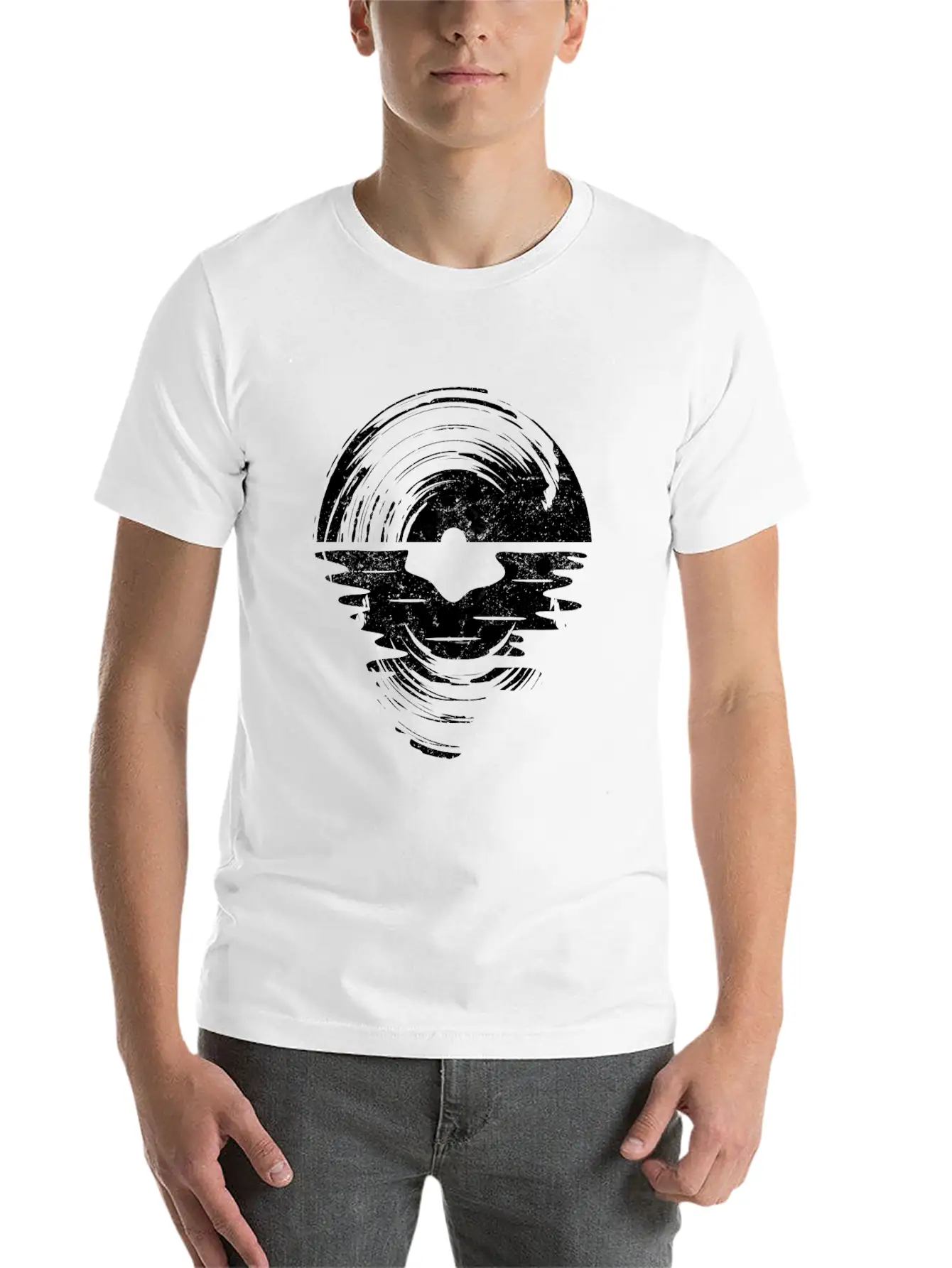 Vinyl Record Moon Simple Everyday Graphic Tee – Lightweight Summer Wear