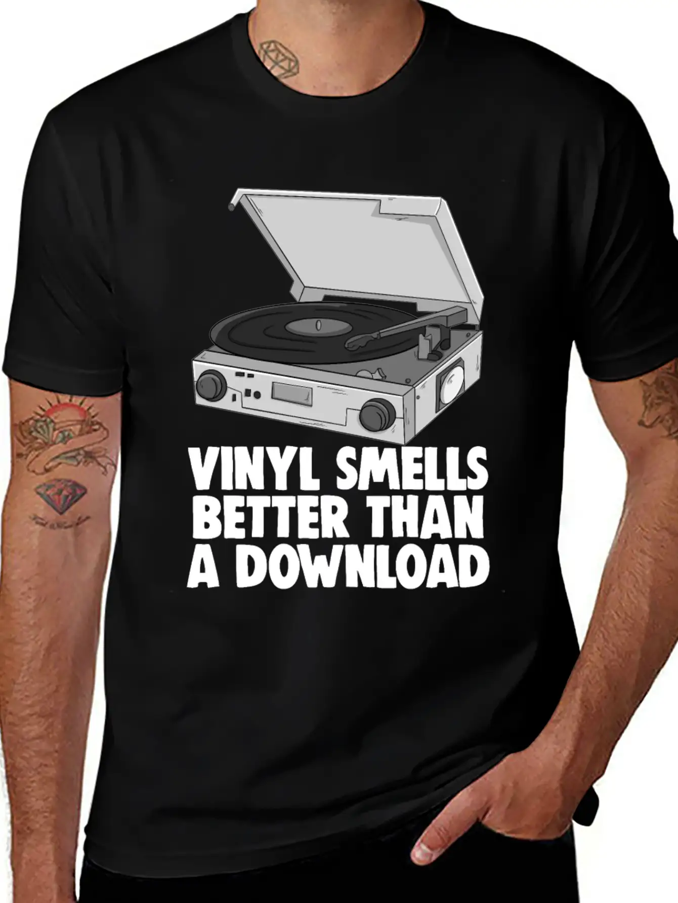 Vinyl Smells Better Than A Download Breathable Graphic T-Shirt – Perfect For Casual Days